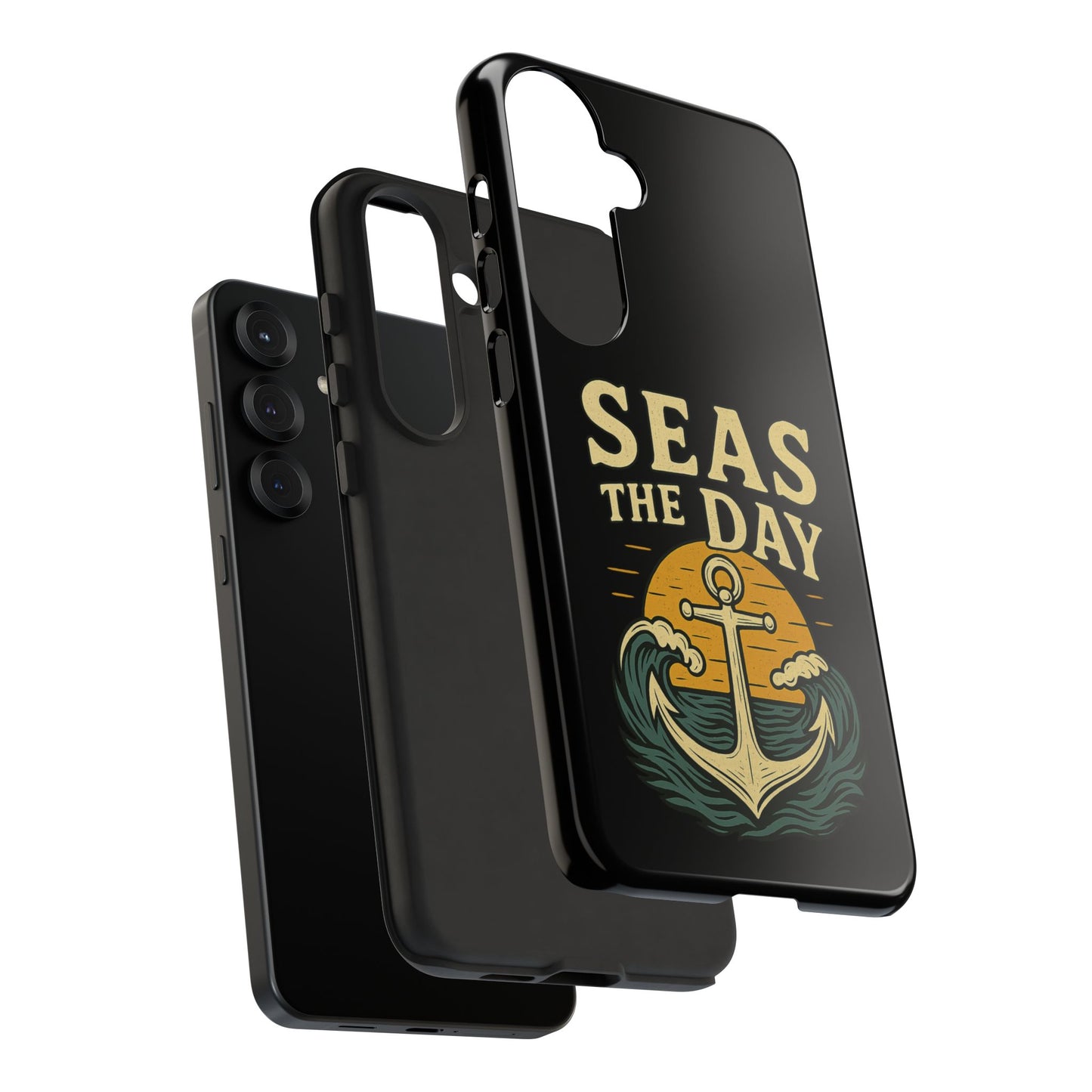 Seas the Day Samsung Case – Nautical Phone Case – Anchor Pun Gift – Ocean Lover Accessory – Motivational Phone Cover – Beach Vibes Case