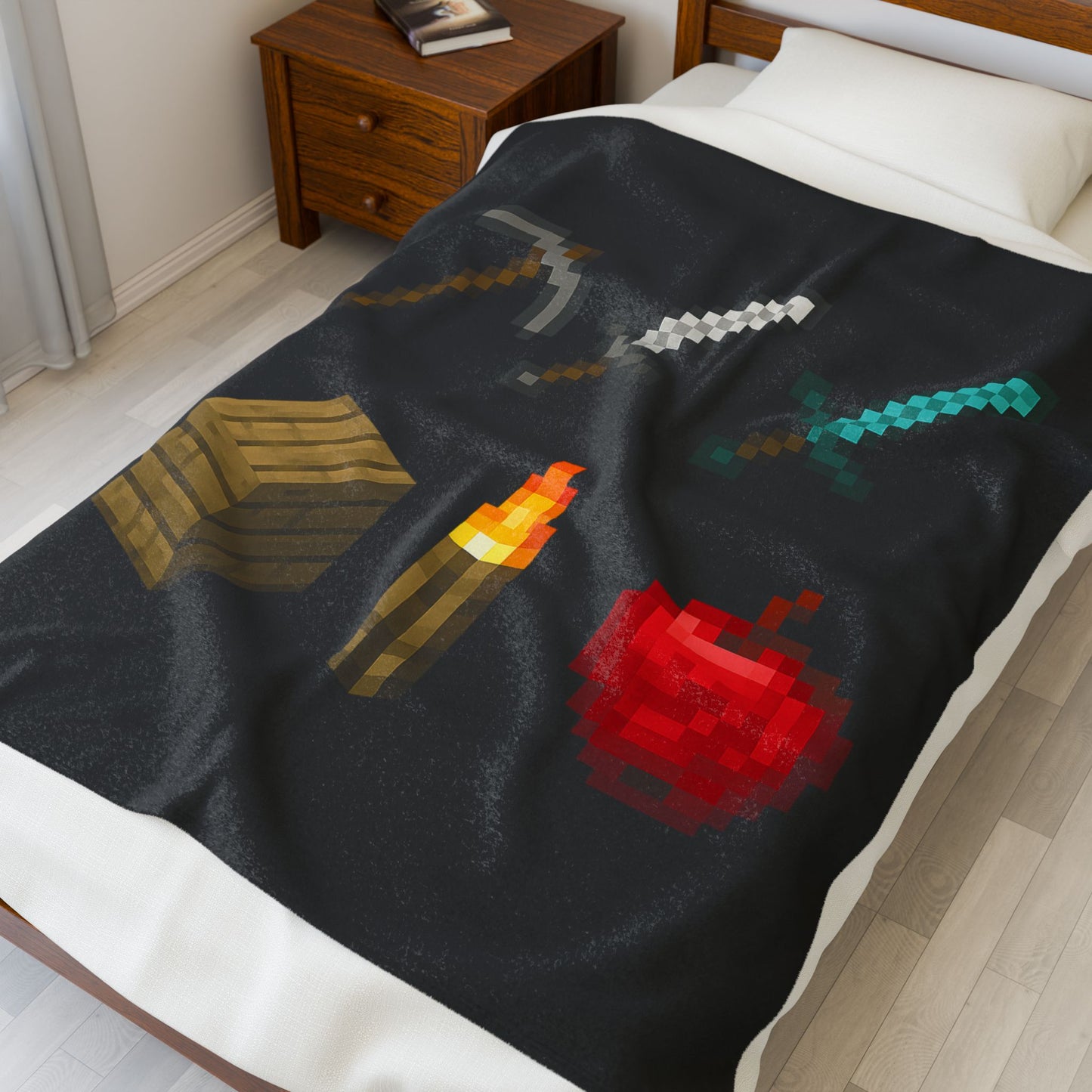 Minecraft Inspired Blanket Video Game Throw Geeky Decor Geek Blanket
