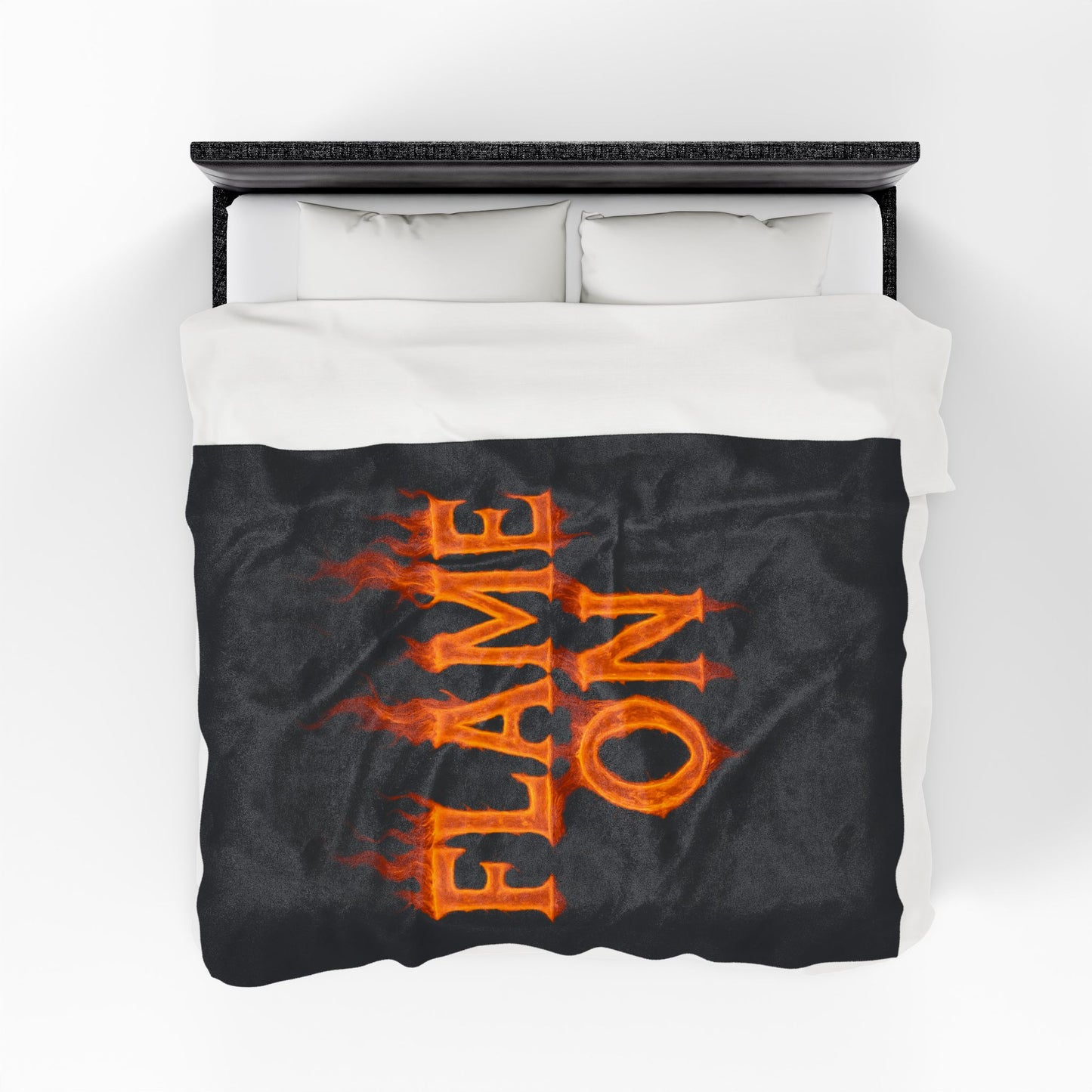 Flame On Fire Typography Blanket - Bold Flame Text Fleece Throw for Comic Fans, Cozy Fire Aesthetic Decor, Hero-Inspired Bedding Gift