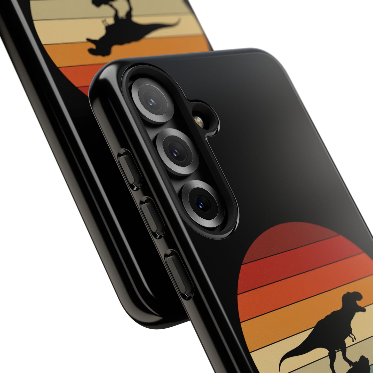 Retro Sunset Dinosaur Samsung Case | T-Rex Silhouette Vintage Gradient Cover for Galaxy S25/S24/S23 Series Dinosaur Phone Case