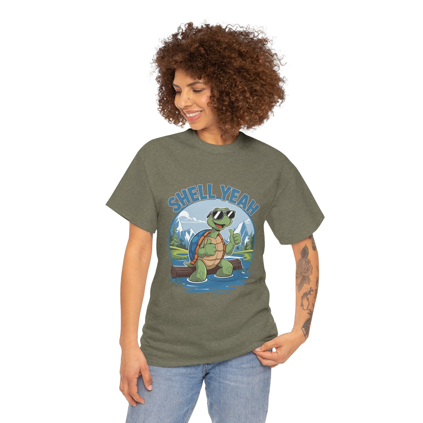 SHELL YEAH Turtle T-Shirt | Funny Cute Turtle Nature Graphic Tee | Handmade Animal Lover Gift | Eco Outdoor Adventure Shirt