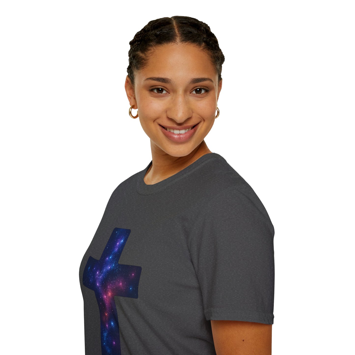 Galaxy Cross Graphic Tee | Celestial Christian Shirt, Spiritual Universe Cross T-Shirt, Faith & Astronomy Gift for Women & Men, Space Aesthetic