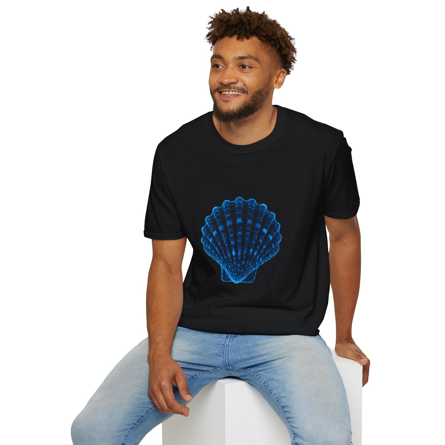 Geometric Digital Shell T‑Shirt • Nature Inspired Graphic Tee • Cottagecore, Y2K Nostalgia, Bold Minimalist Women & Men Gift