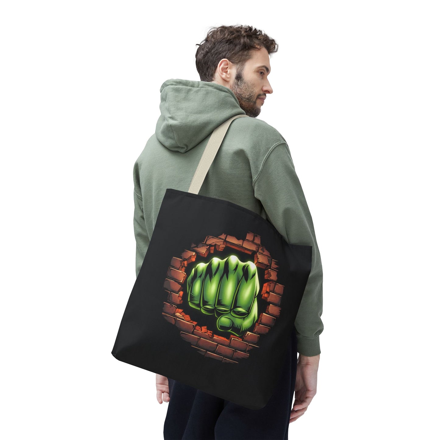 Green Fist Tote Bag, Comic Book Bag, Geeky Gift, Tote for Geeks, Reusable Bag