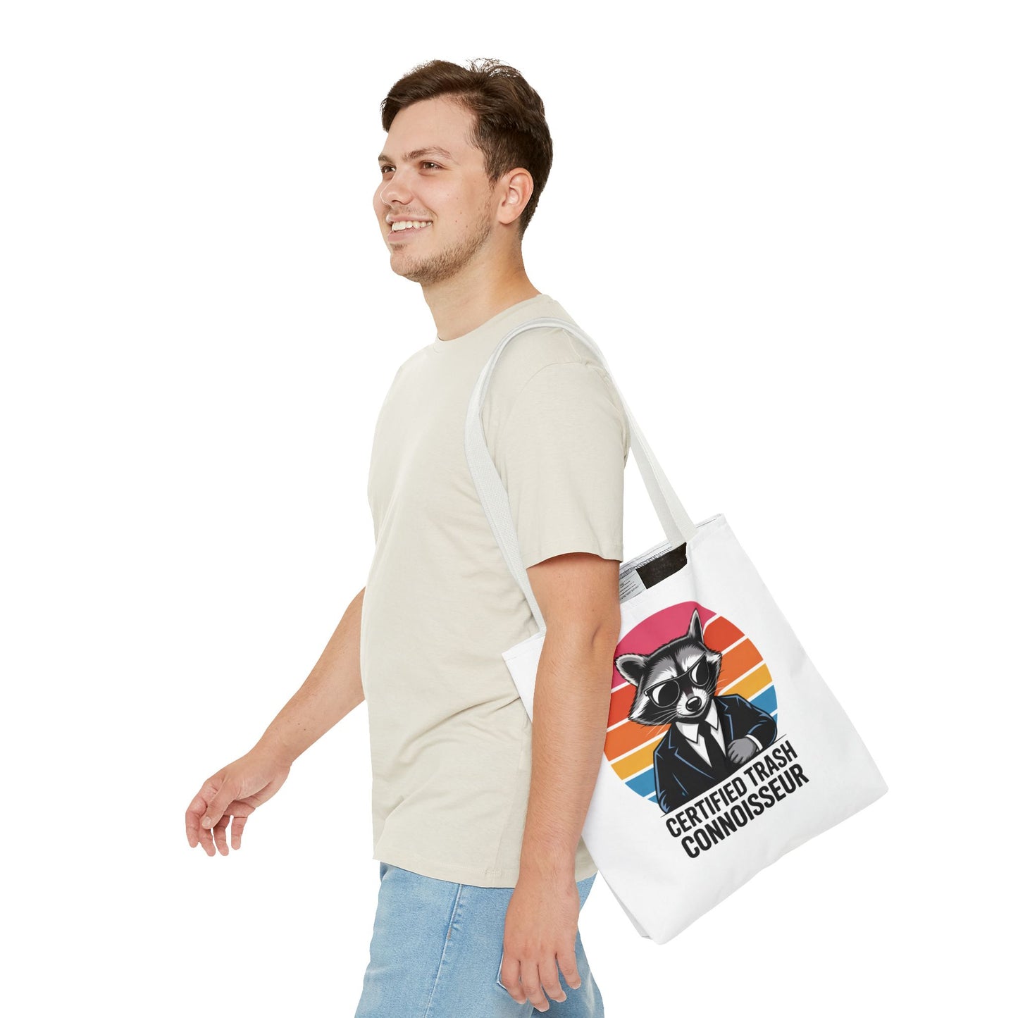 Certified Trash Connoisseur Raccoon Tote Bag Fun and Quirky Everyday Carry Trash Panda Bag