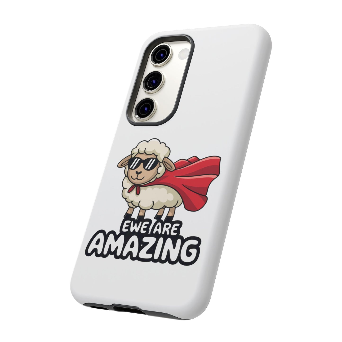 Funny Samsung Case - Cute Sheep Phone Cover - "Ewe Are Amazing" Gift for Her or Him - Animal Pun Superhero Case - Samsung Case