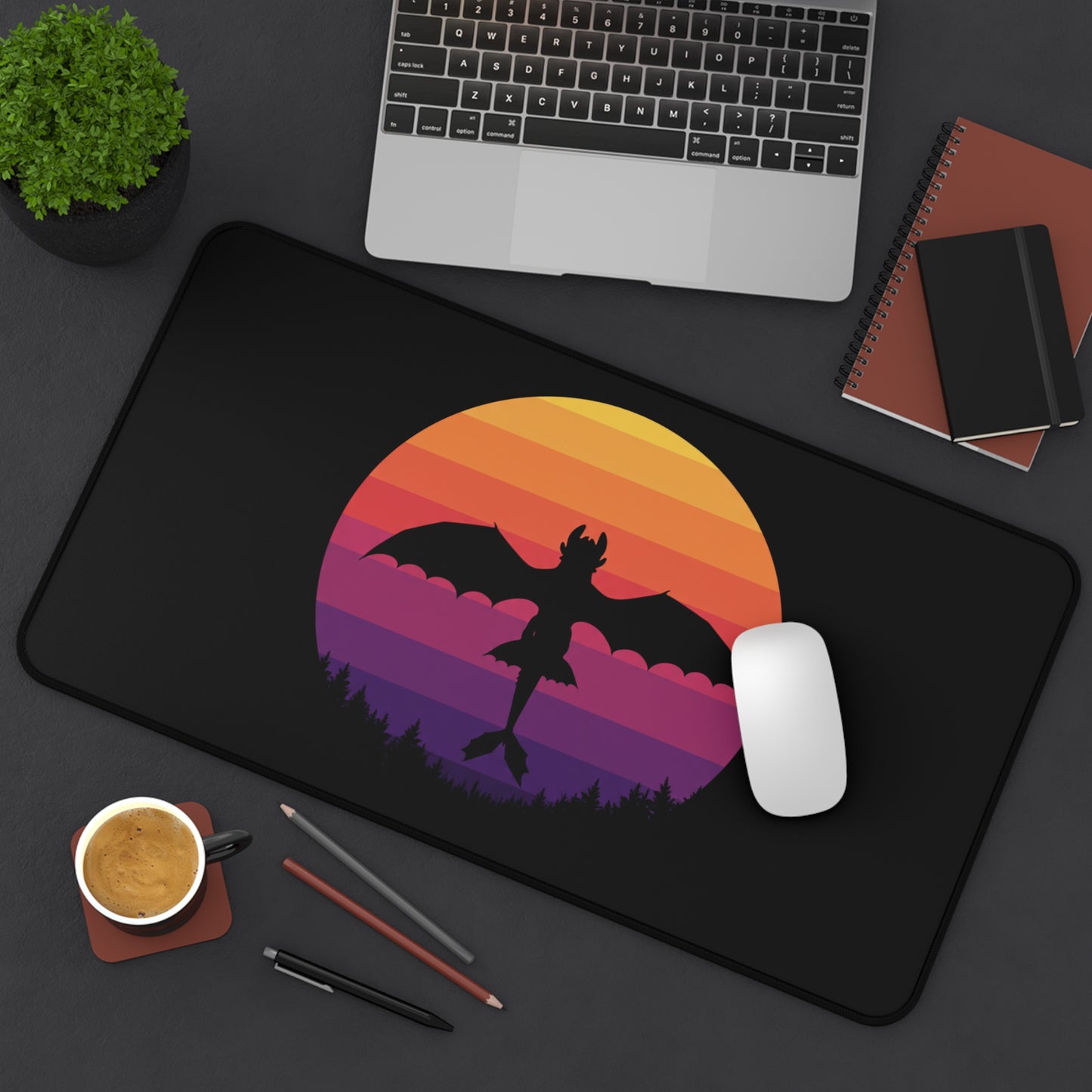 Dragon Desk Mat, Gaming Mouse Pad, Fantasy Desk Decor, Gothic Aesthetic Desk Pad, Gift for Gamer, Dragon Lover Office Decor