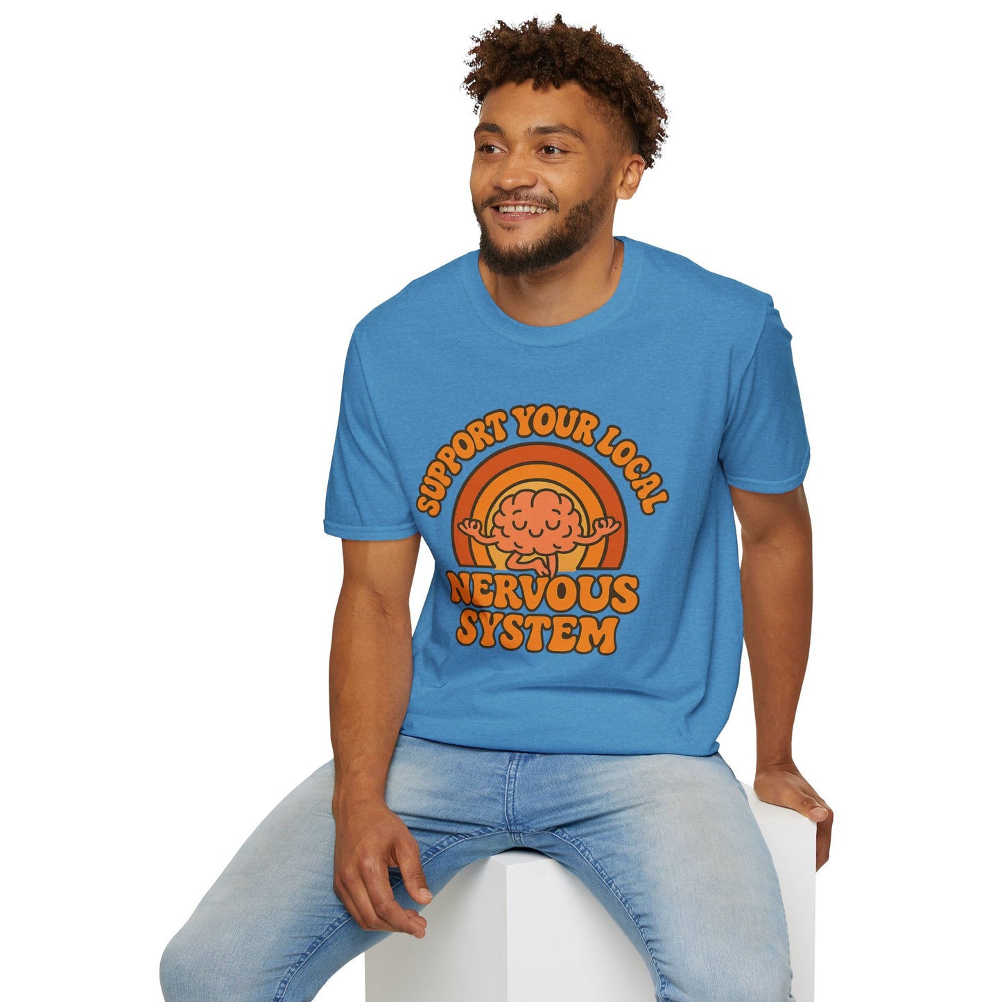 Support Your Local Nervous System T-Shirt | Funny Brain Tee, Neurodiversity Gift, Mental Health Humor Shirt, Science Geek Retro Tee