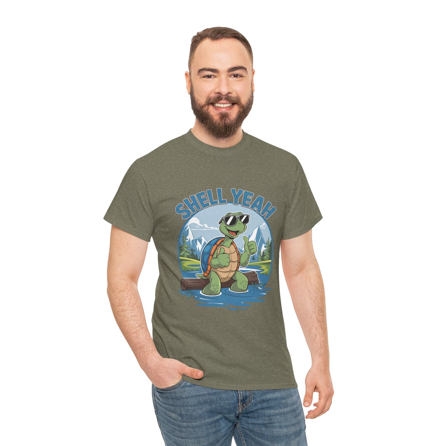 SHELL YEAH Turtle T-Shirt | Funny Cute Turtle Nature Graphic Tee | Handmade Animal Lover Gift | Eco Outdoor Adventure Shirt