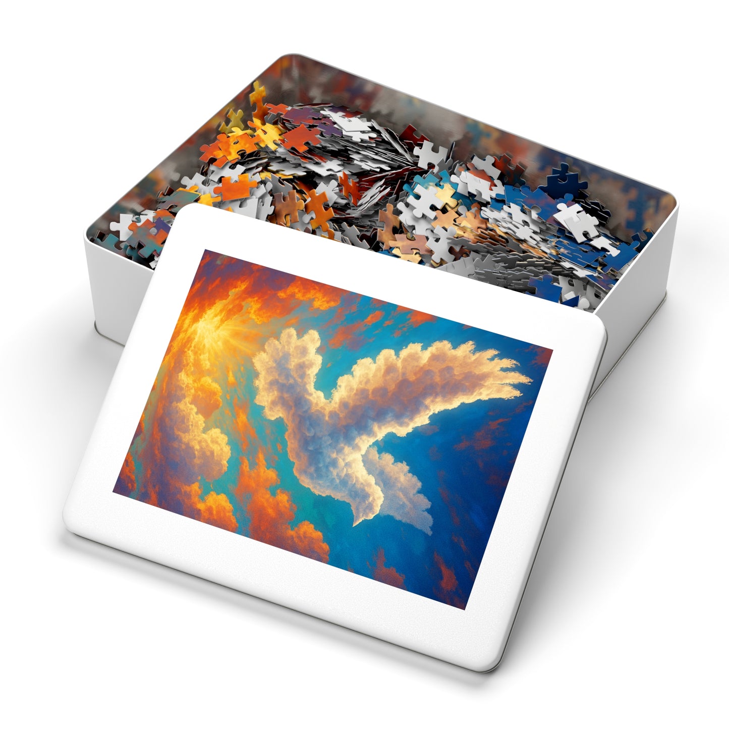 Jigsaw Puzzle: Cloud Dove Sunset Scene Inspirational Game Christian Puzzle Spiritual Jigsaw Religious Puzzle