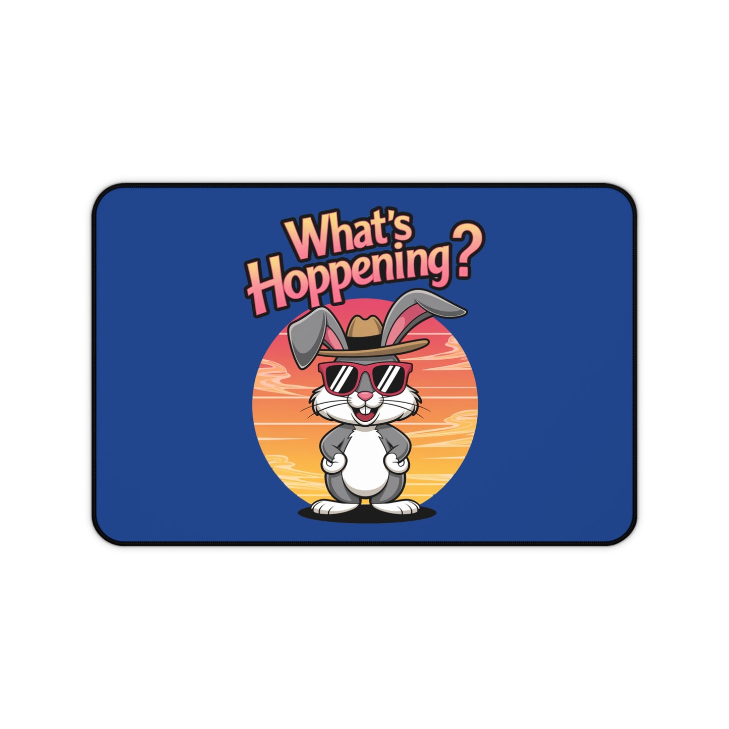 Funny Cartoon Desk Mat - 'What's Happening?' with Cool Bunny Design