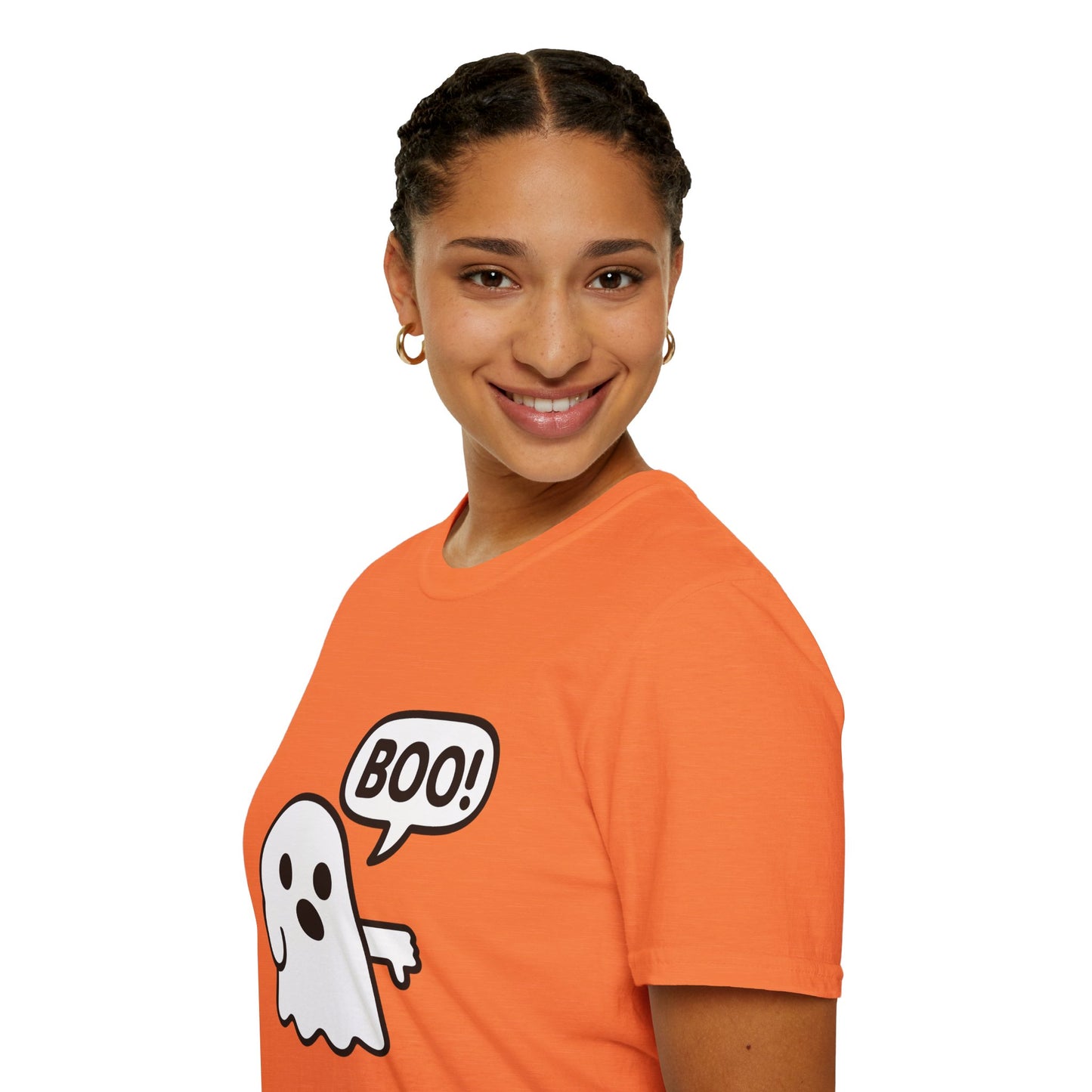 Cute Ghost Thumbs-Down 'Boo' Tee | Funny Halloween Play on Words Shirt | Spooky Season Ghost Tee | Fall Coquette Aesthetic Tee