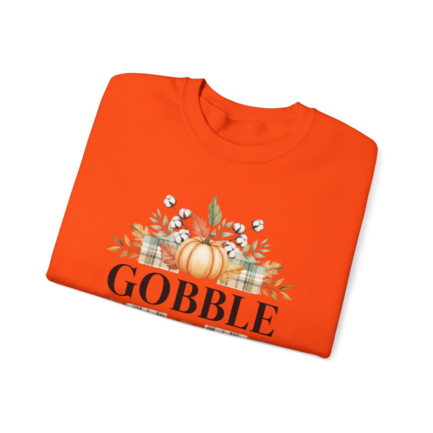 Gobble Turkey Sweatshirt, Thanksgiving Gobble Crewneck, Autumn Pumpkin Leaves Pullover, Fall Graphic Sweatshirt, Cozy Turkey Shirt