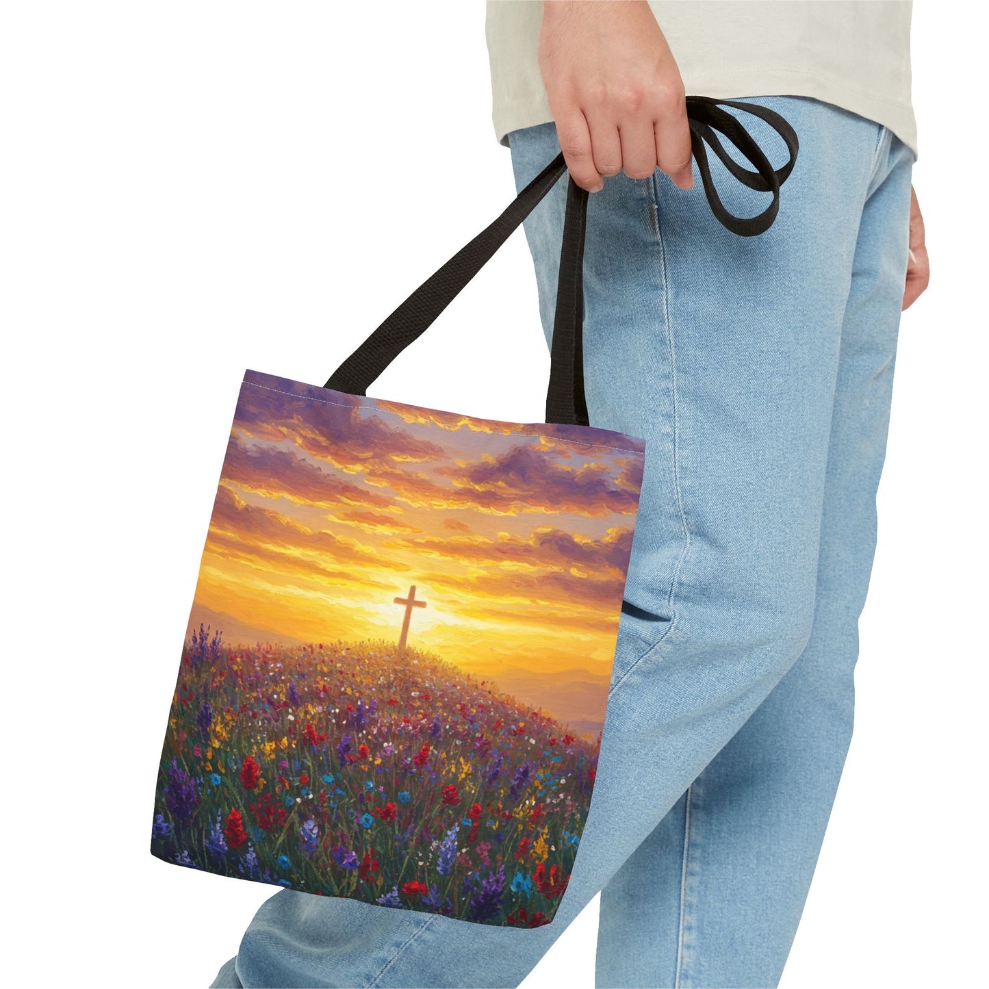 Cross Painted Tote Bag Christian Bag Inspirational Tote Spiritual Bag Religious Tote Bag