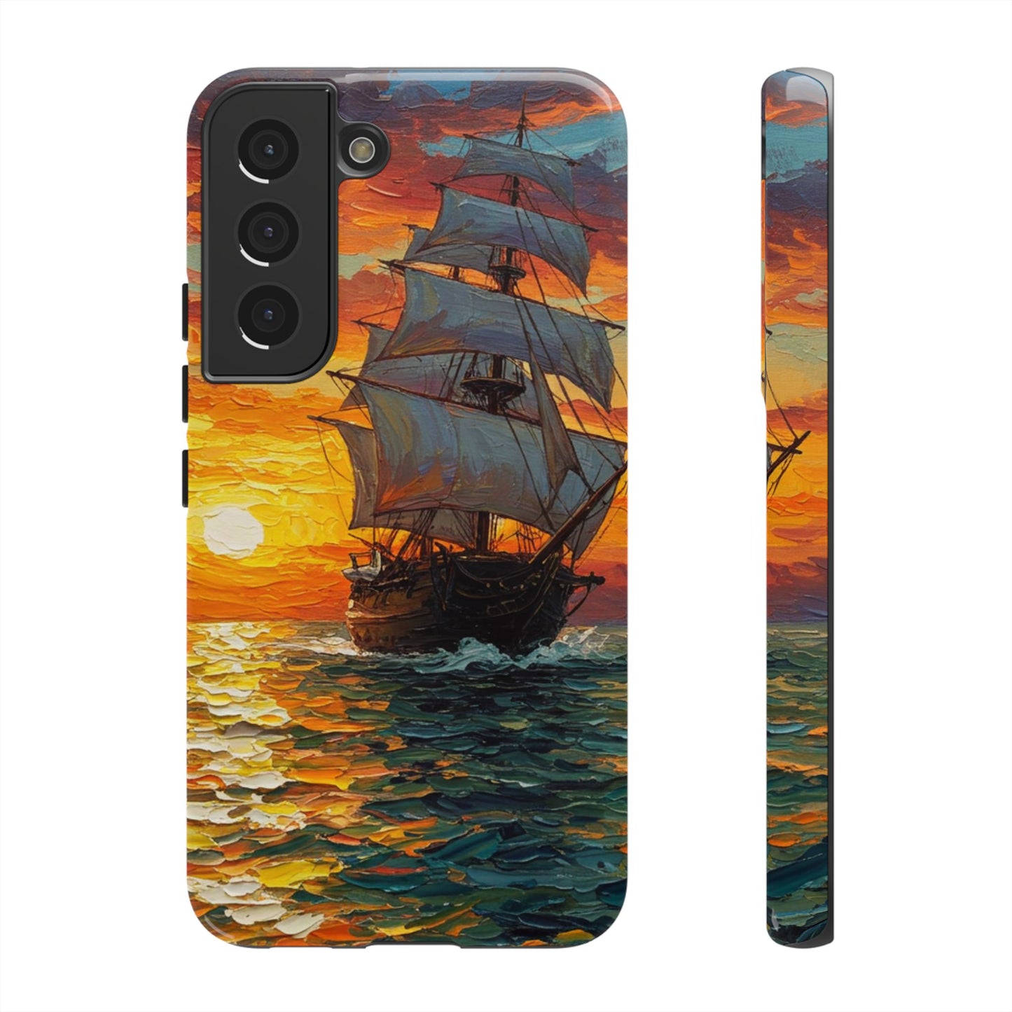 Samsung Galaxy Case - Ship Sailing at Sunset Design