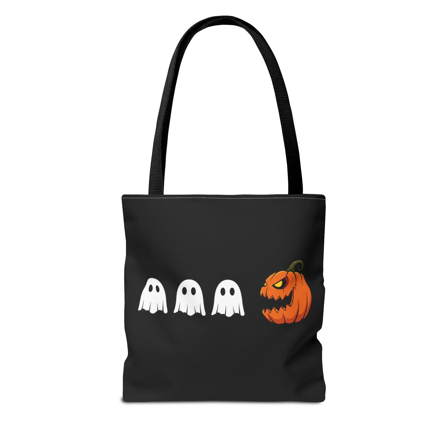 Halloween pumpkin ghost tote bag, spooky trick or treat canvas bag, ghost pumpkin design reusable tote, spooky season gift tote