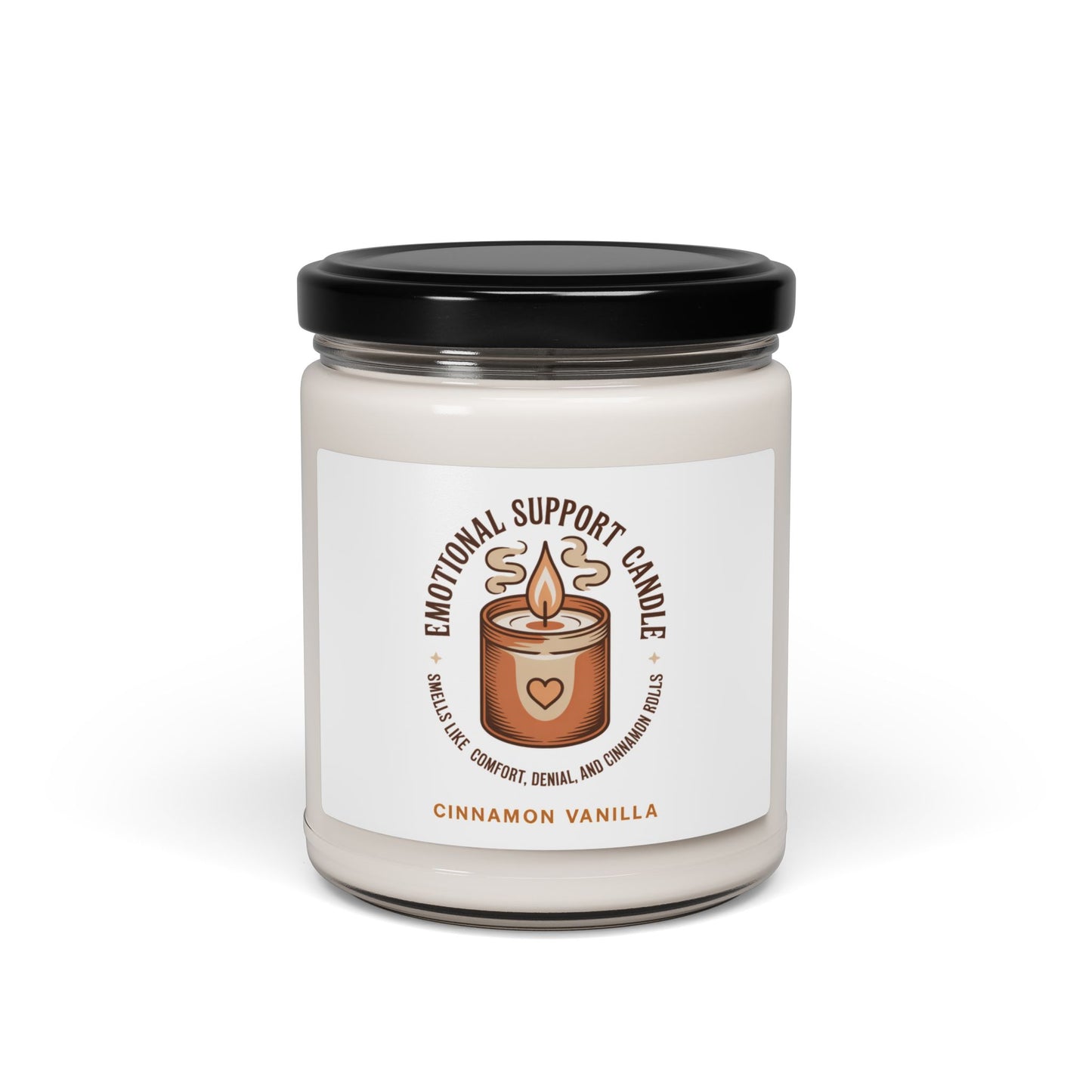 Emotional Support Candle, Cinnamon Vanilla Scented Soy Candle, Cozy Aromatherapy Jar Candle, Relaxation And Self-Care Gift For Home