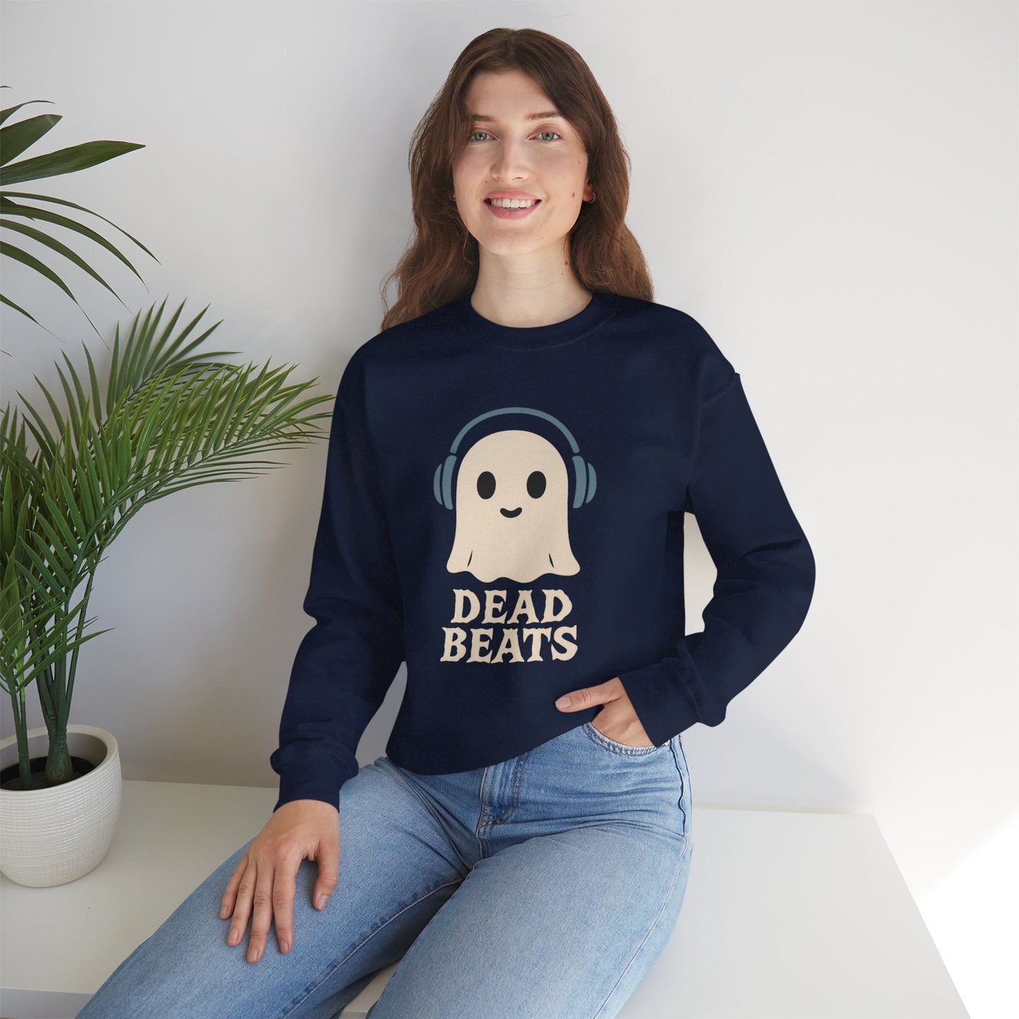 Dead Beats Ghost Sweatshirt, Funny Halloween Crewneck, Spooky Season Pullover, Music Lover Halloween Shirt, Cute Ghost Graphic Top