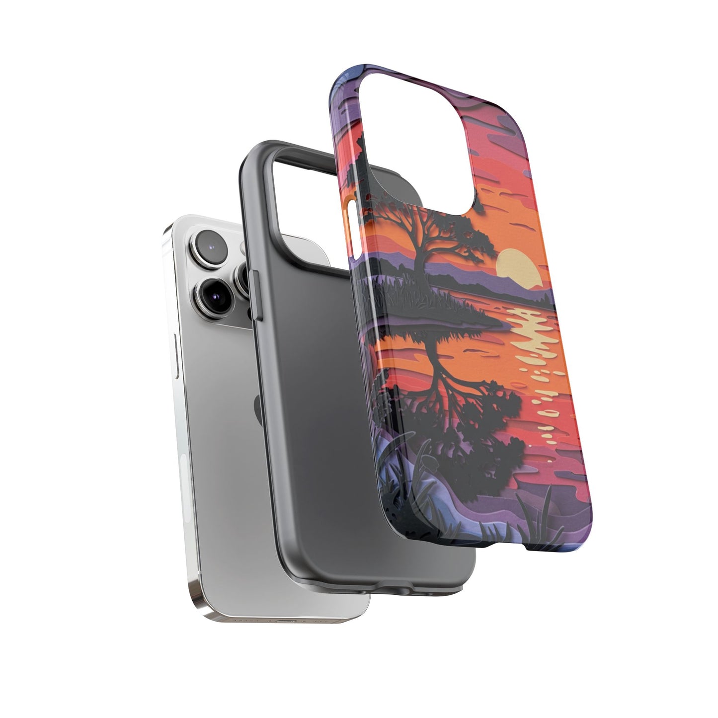 iPhone Case - Colorful Paper Art Sunset Design