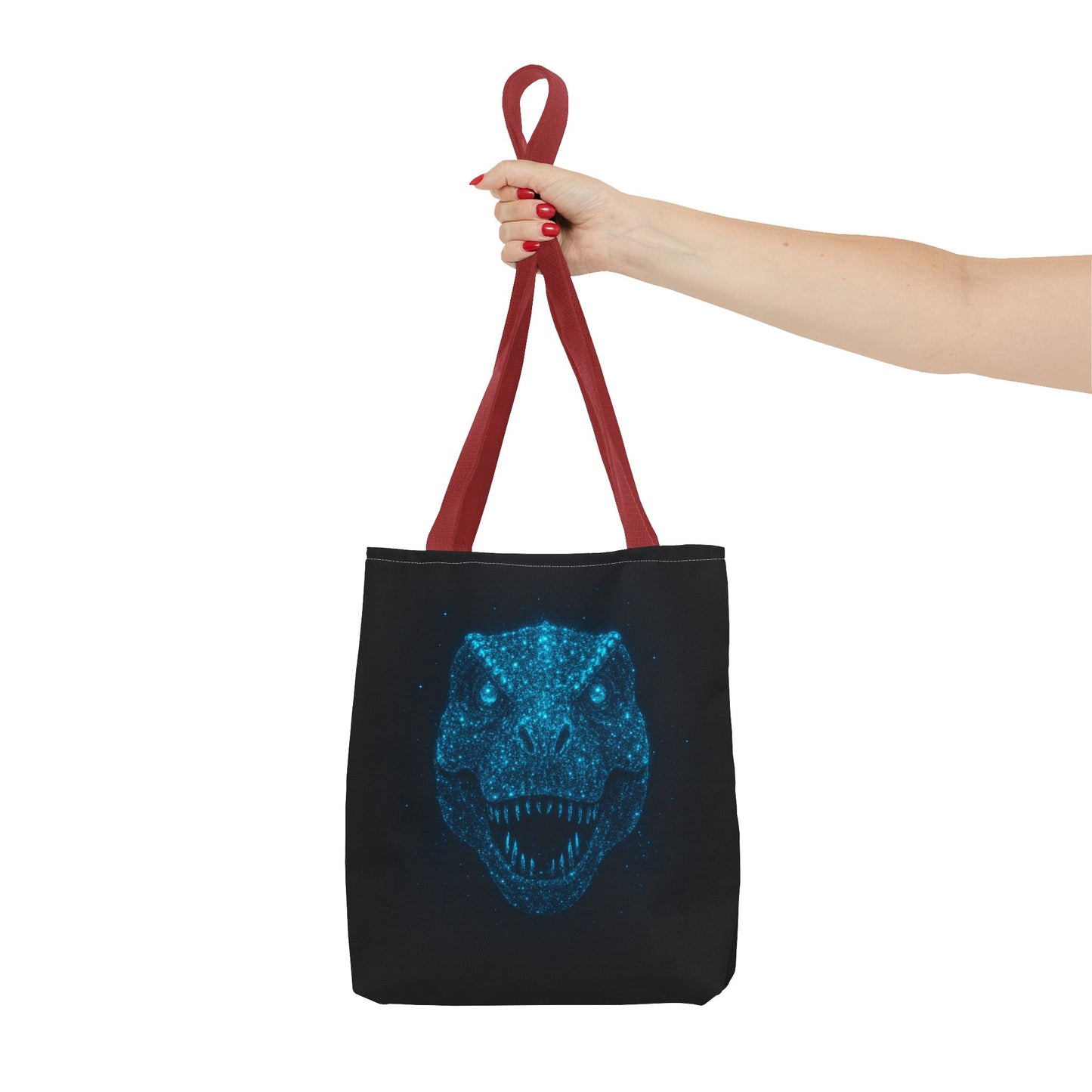 Bioluminescent Dino Tote Bag | Retro T-Rex Galaxy Canvas Shopper - Eco AOP Tote, Ocean Glow Dinosaur Art, Gift for Paleontology Fans
