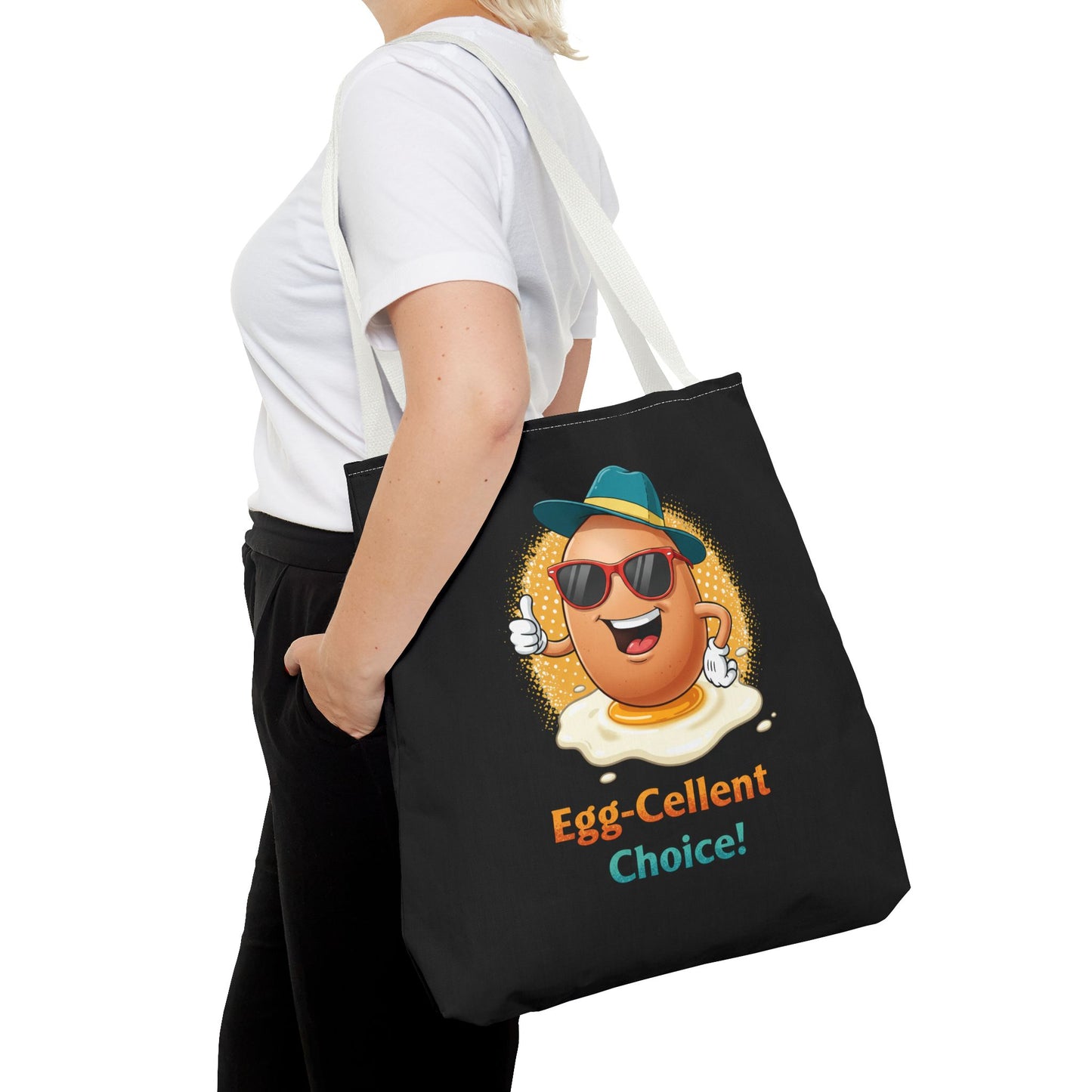 Tote Bag: Egg-Cellent Choice Thumbs Up Pun Design