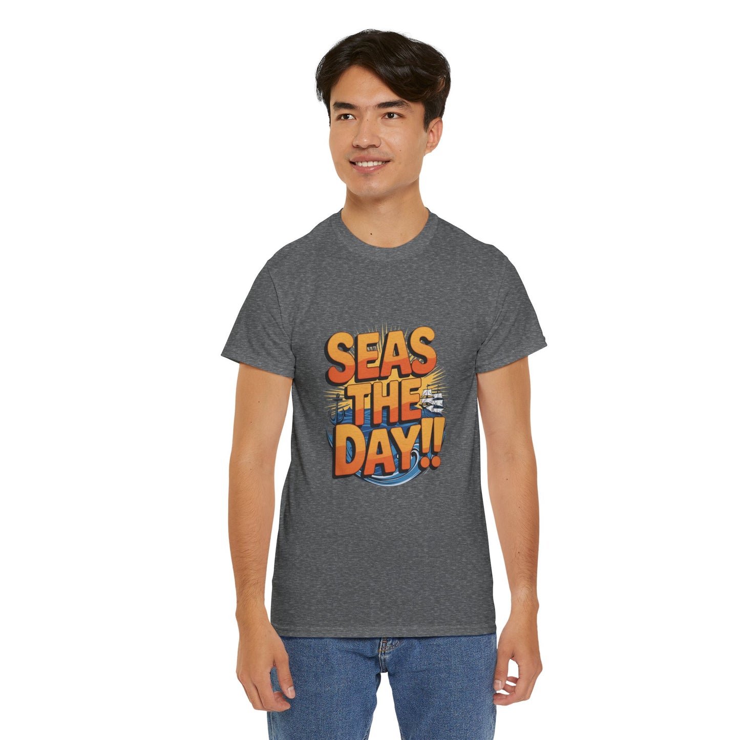 Seas The Day!! Tee • Ocean Pun Graphic Shirt • Comfort Colors Unisex Beachy Vibes • Nautical Aesthetic • Gift for Sea Lovers & Summer Vacays
