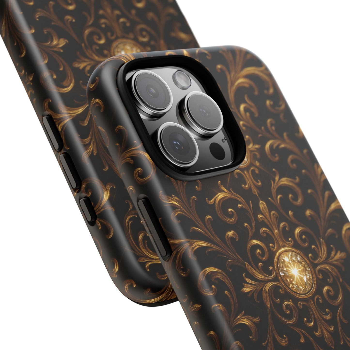 Baroque iPhone Case β Elegant Gold Floral Scroll Design for iPhone 16, 15, 14, 13, Pro Max & More