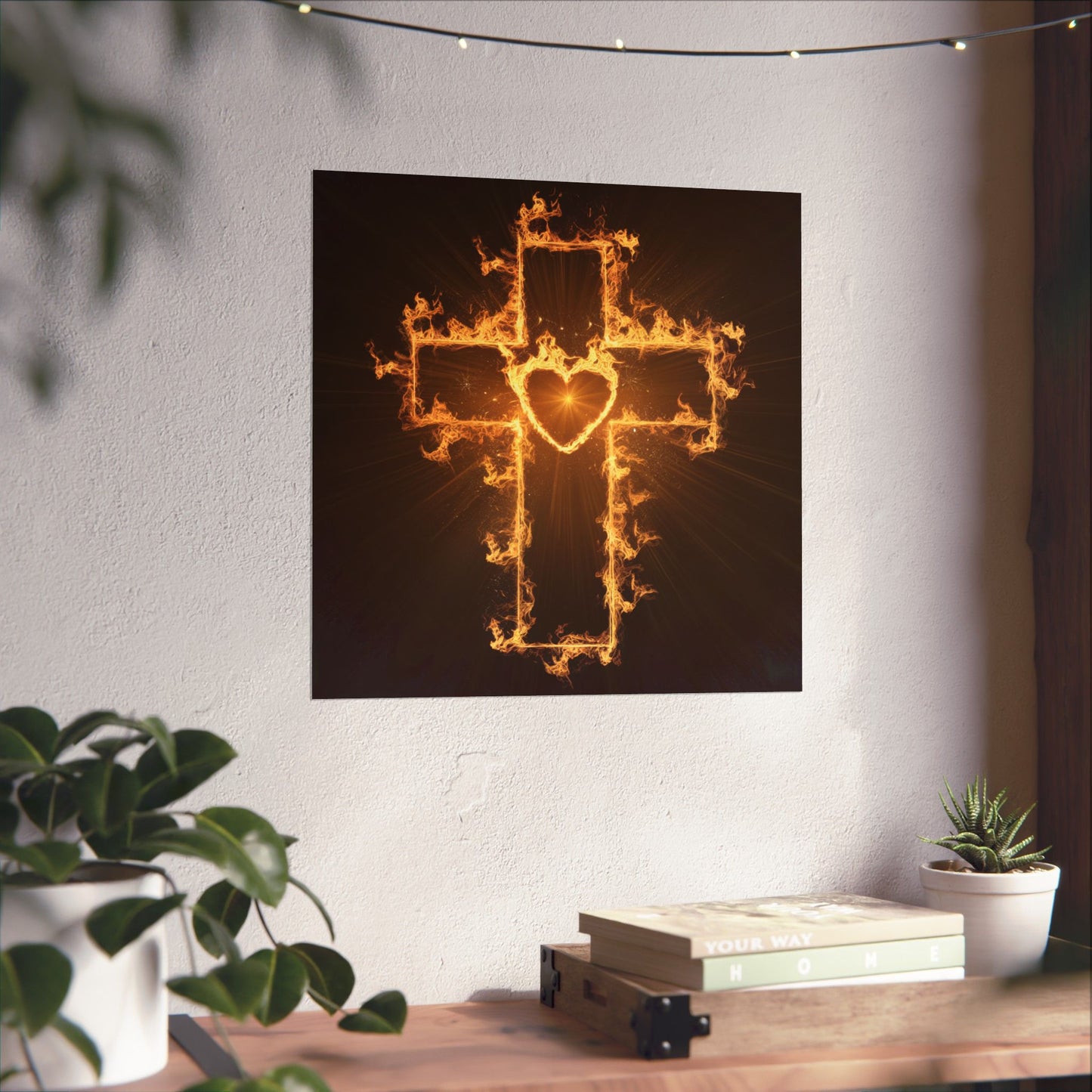 Spiritual Matte Vertical Posters - Fiery Cross Design