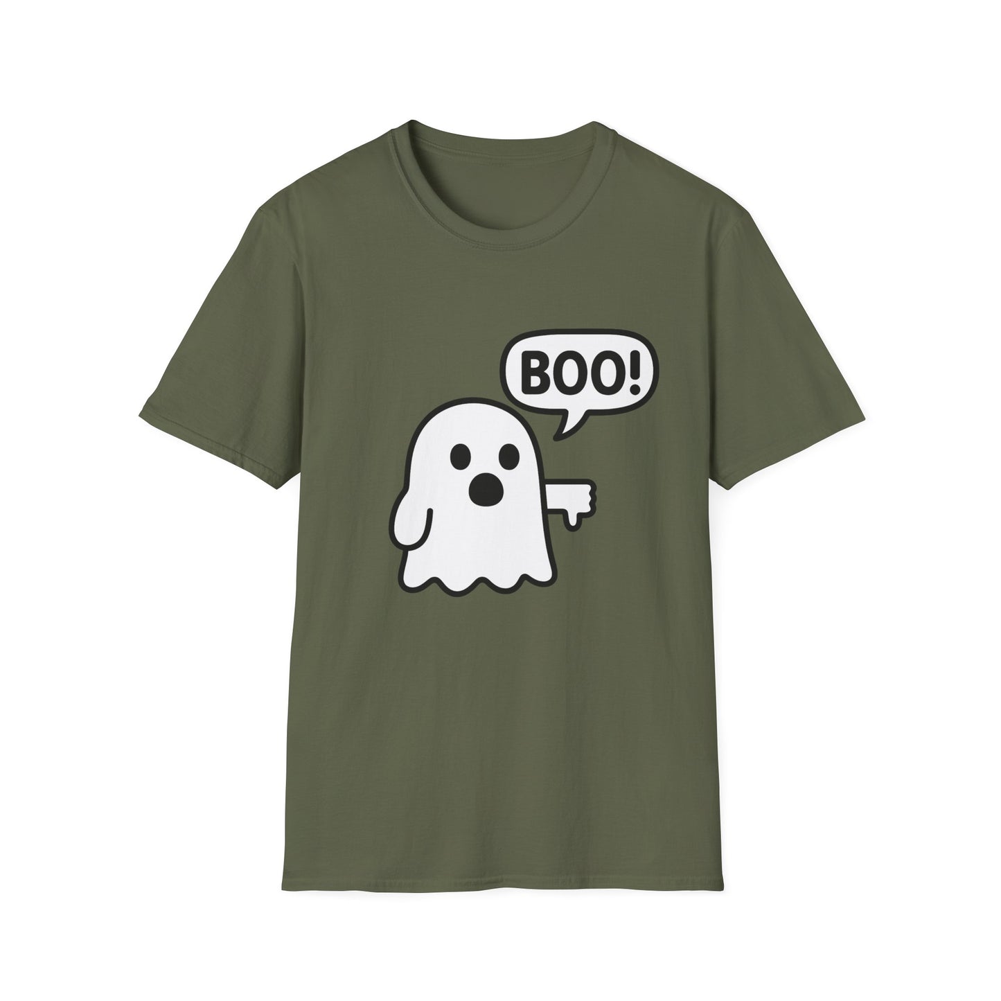 Cute Ghost Thumbs-Down 'Boo' Tee | Funny Halloween Play on Words Shirt | Spooky Season Ghost Tee | Fall Coquette Aesthetic Tee