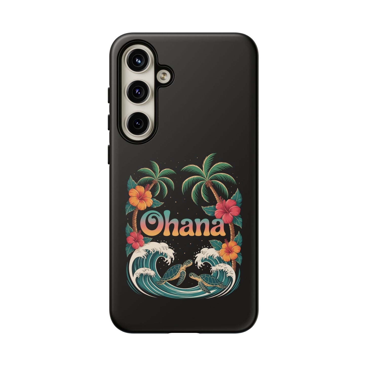 Tropical Ohana Samsung Case - Summer Beach Phone Cover - Hawaiian Palm & Hibiscus Design - Rugged & Glossy Protector for Galaxy