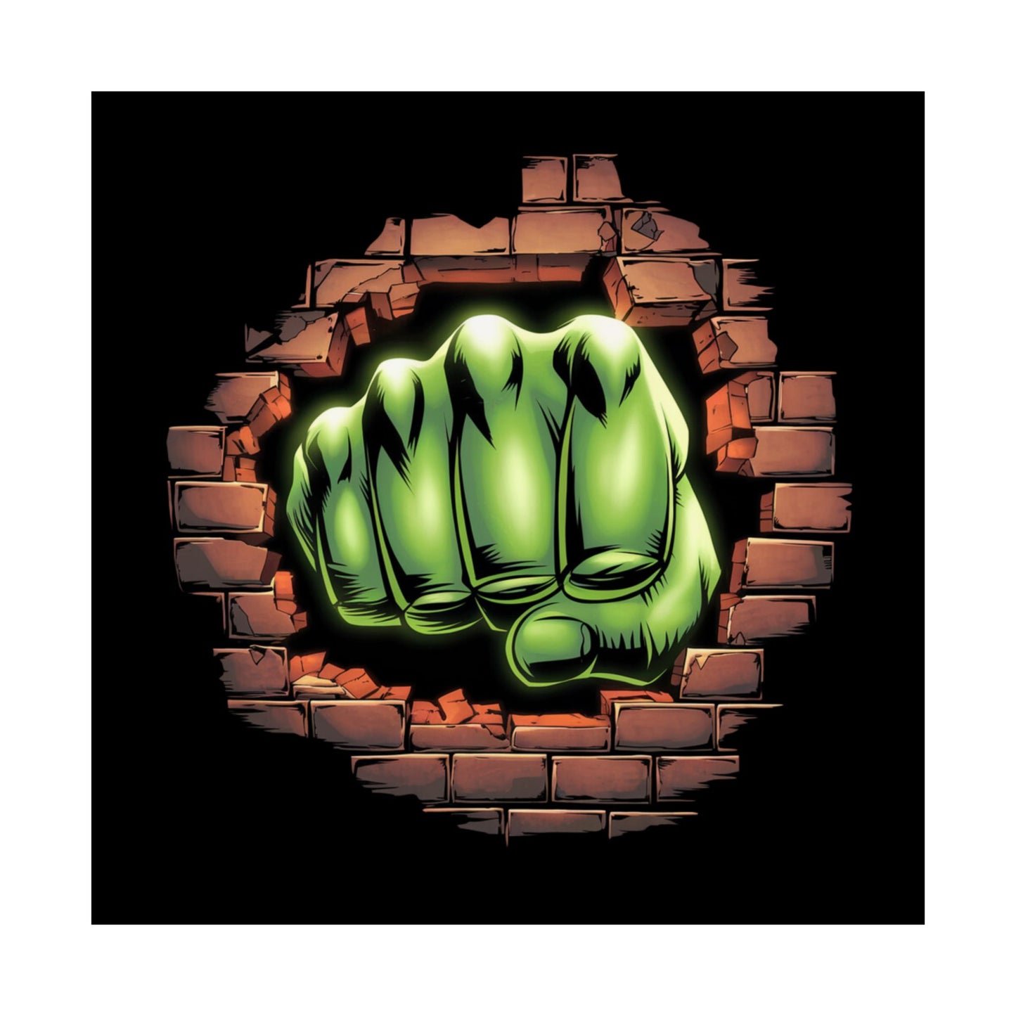 Vertical Poster, Green Fist Smashing Through Wall Design, Comic Book Poster, Geeky Decor, Geeky Gift