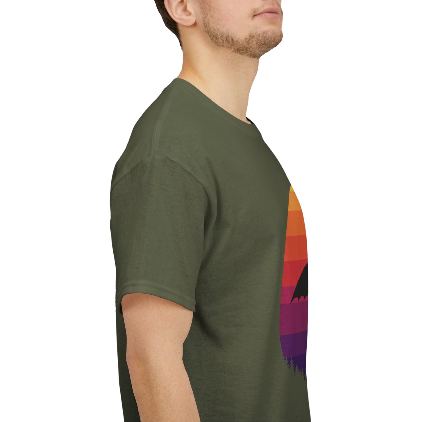Night Dragon Sunset T-Shirt | Retro Dragon Silhouette Tee | Fantasy Dragon Shirt | Unisex Graphic Tee | Gift for Dragon Lovers
