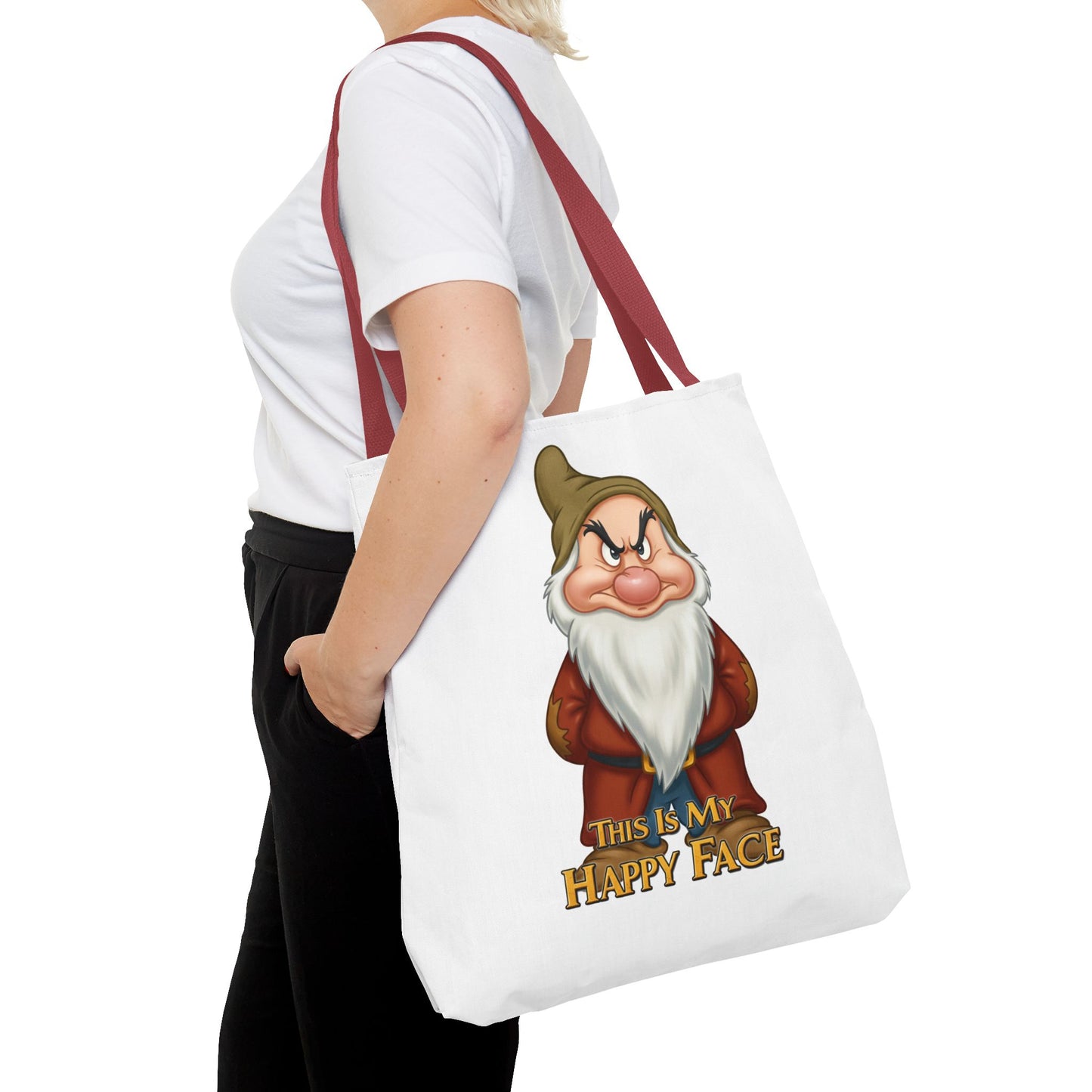 Grumpy Dwarf Tote Bag - "This Is My Happy Face"