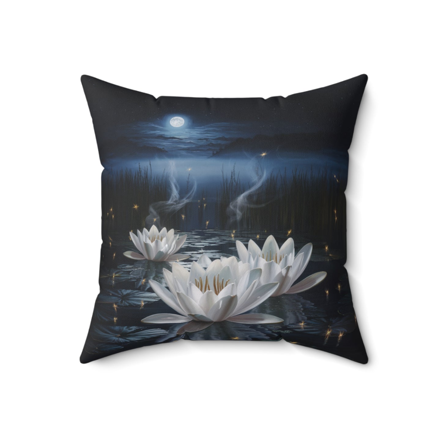 Moonlit Water Lily Pillow