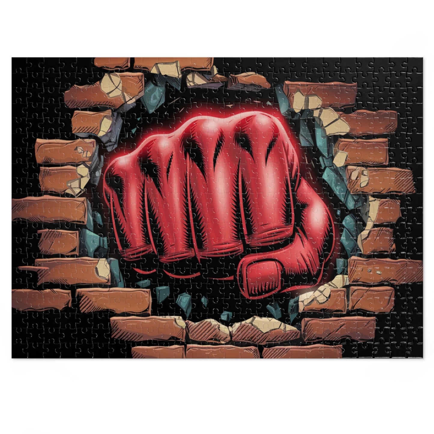 Jigsaw Puzzle - Red Fist Smash Design