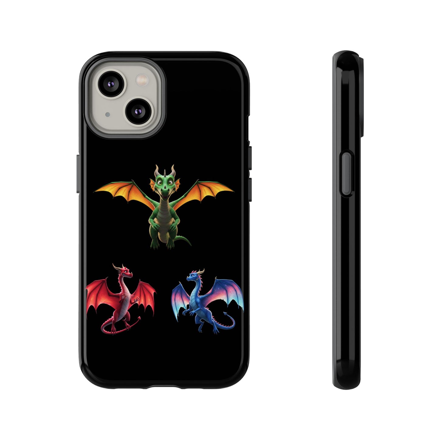 Vibrant Fantasy Dragon iPhone Case - Tough Armor Cover for iPhone 15/14/13 - Colorful Mythical Wings Gift for Dragon Lovers