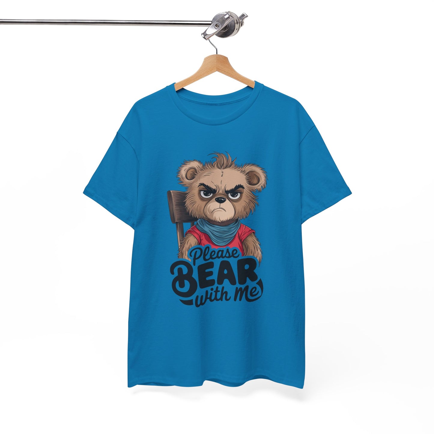 Grumpy Bear Graphic Tee – Please Bear With Me Shirt – Funny Animal T‑shirt – Sarcastic Humor Gift – Cute Bear Meme Art Tee