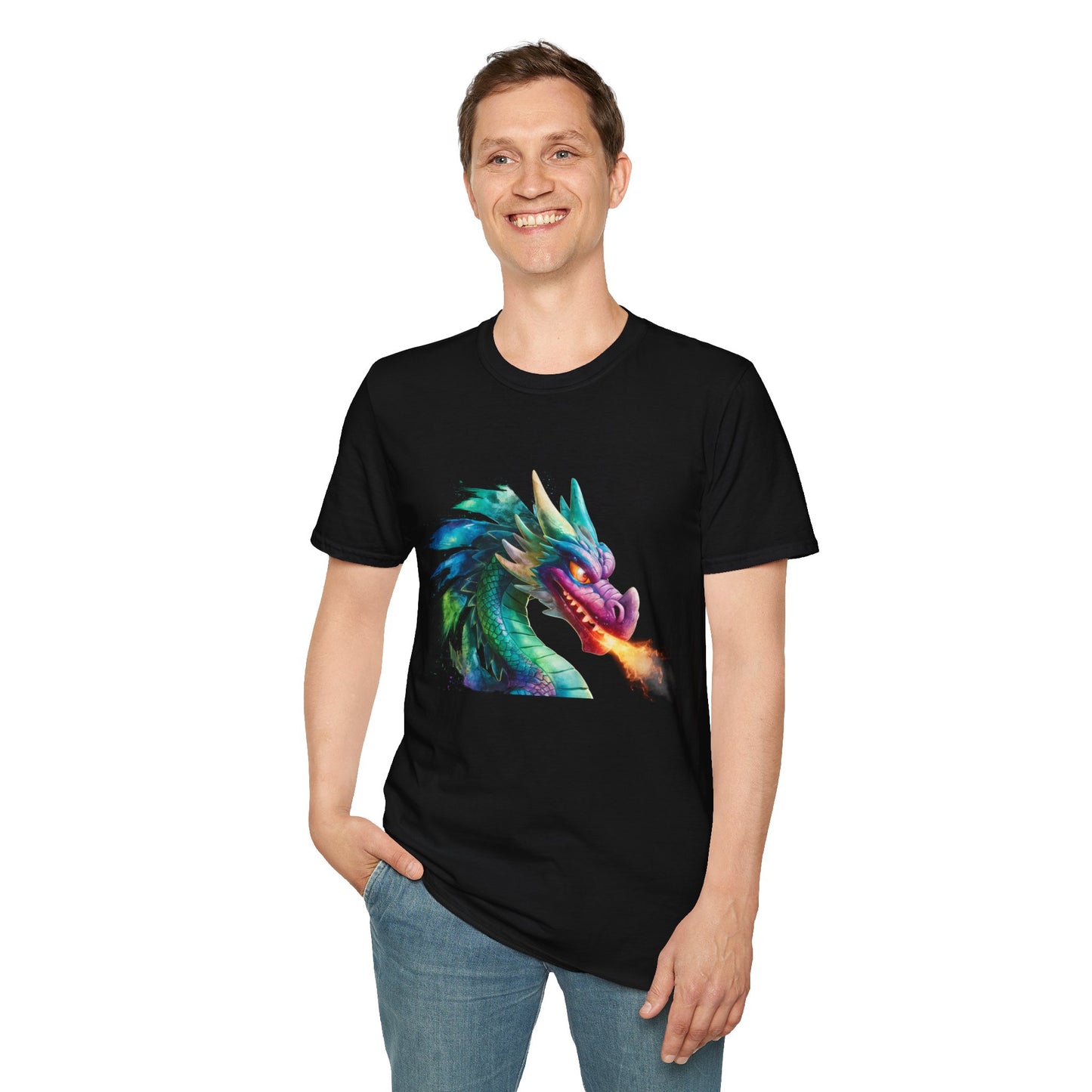 Fire Breathing Dragon Shirt | Fantasy Dragon Head Tee | Gamer Gift T-Shirt | Unisex Mythical Graphic Tee | DnD, RPG, Magic Style