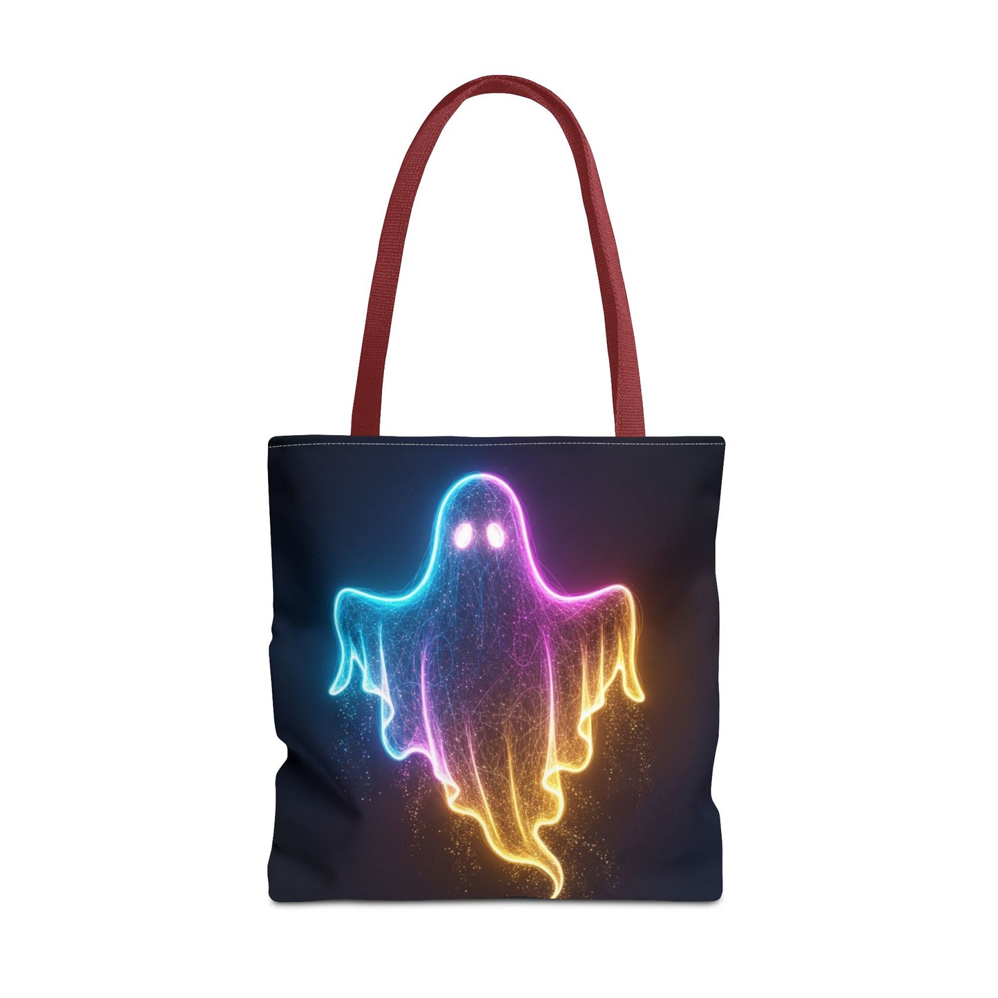 Neon Ghost Tote Bag - Bright Colorful Ghost Print Shoulder Tote, Spooky Cute Reusable Canvas Bag, Halloween Aesthetic Everyday Carry