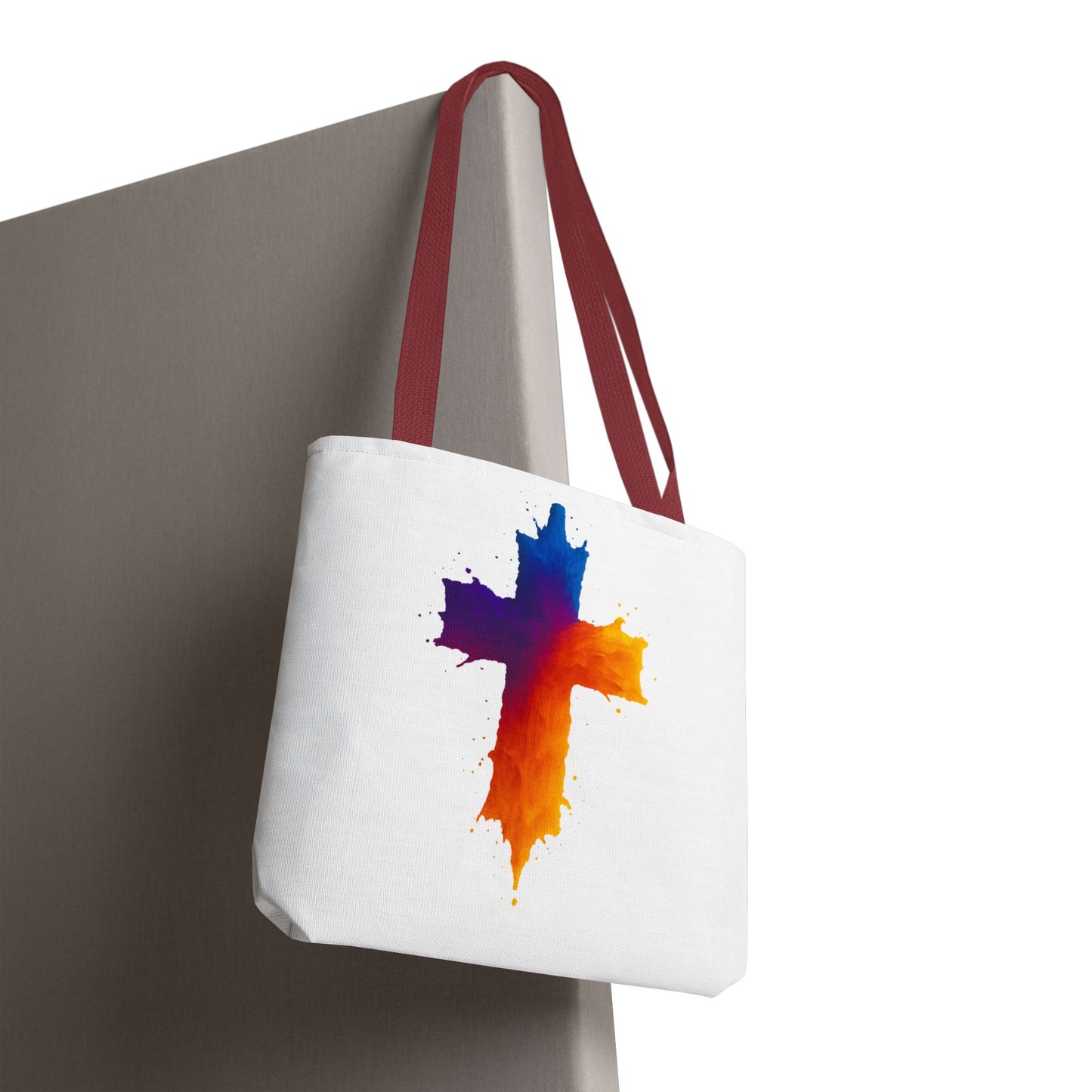 Watercolor Cross Tote Bag, Faith Tote, Christian Gift Bag, Religious Art Shoulder Bag, Inspirational Everyday Carry, Spiritual Cross Design Tote