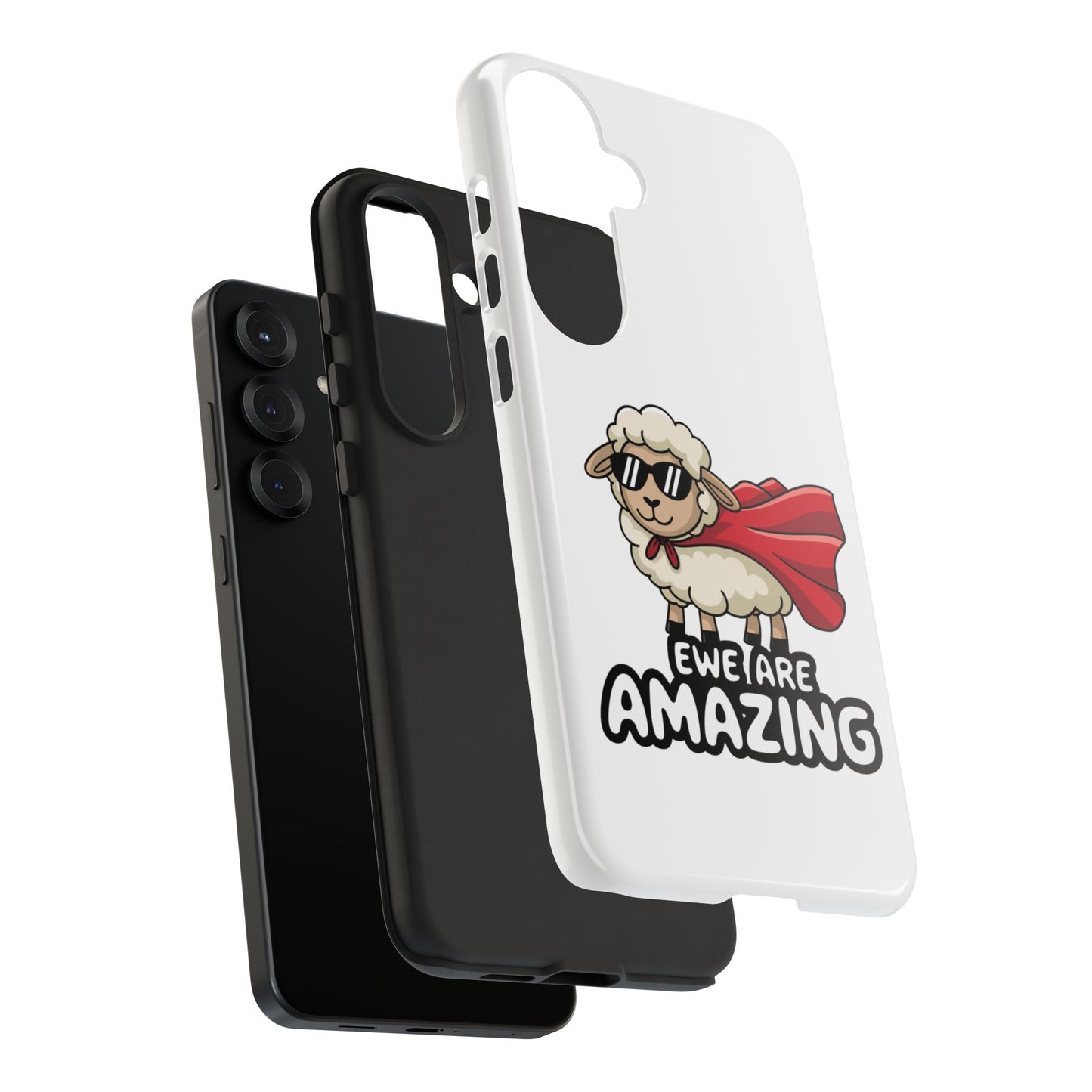 Funny Samsung Case - Cute Sheep Phone Cover - "Ewe Are Amazing" Gift for Her or Him - Animal Pun Superhero Case - Samsung Case