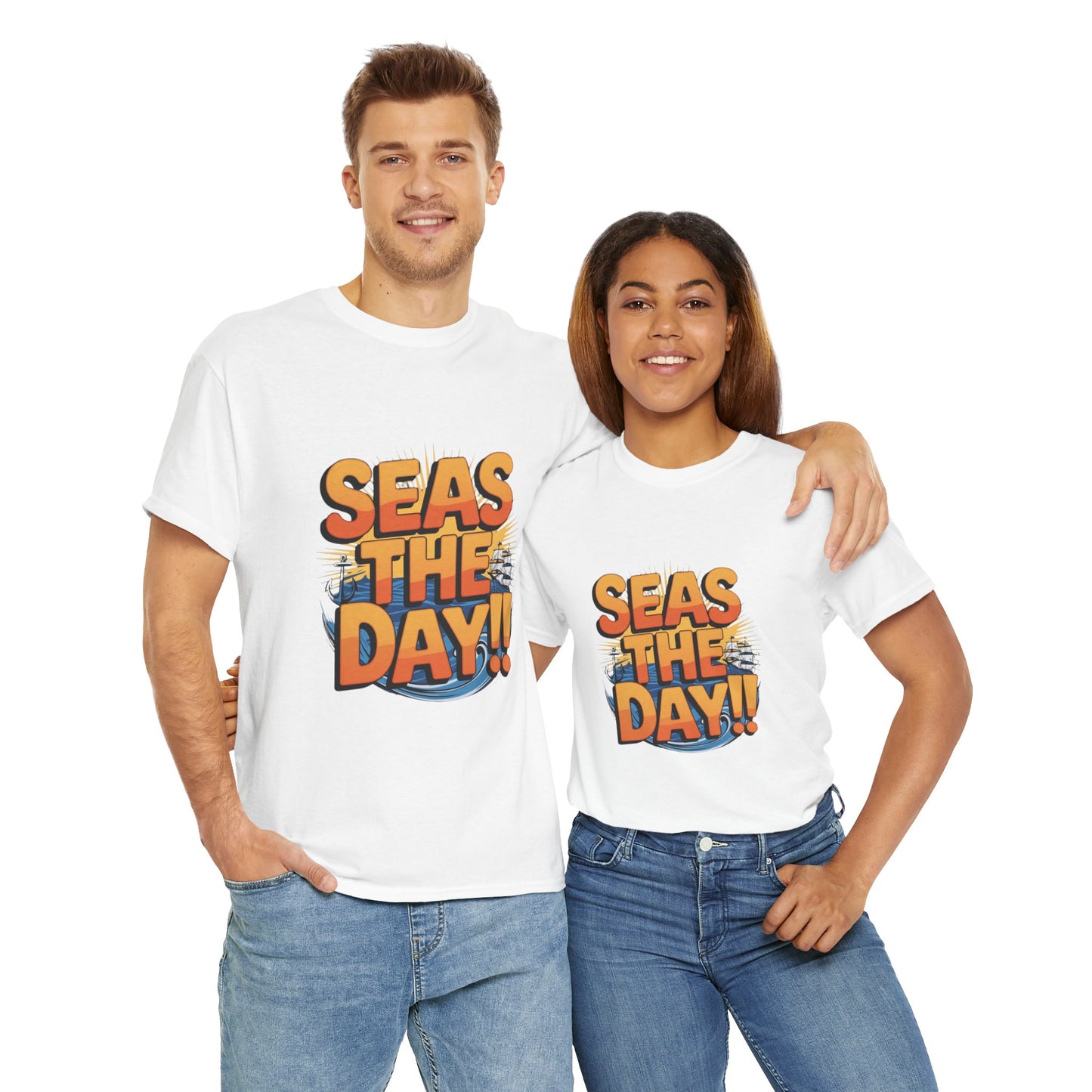 Seas The Day!! Tee • Ocean Pun Graphic Shirt • Comfort Colors Unisex Beachy Vibes • Nautical Aesthetic • Gift for Sea Lovers & Summer Vacays