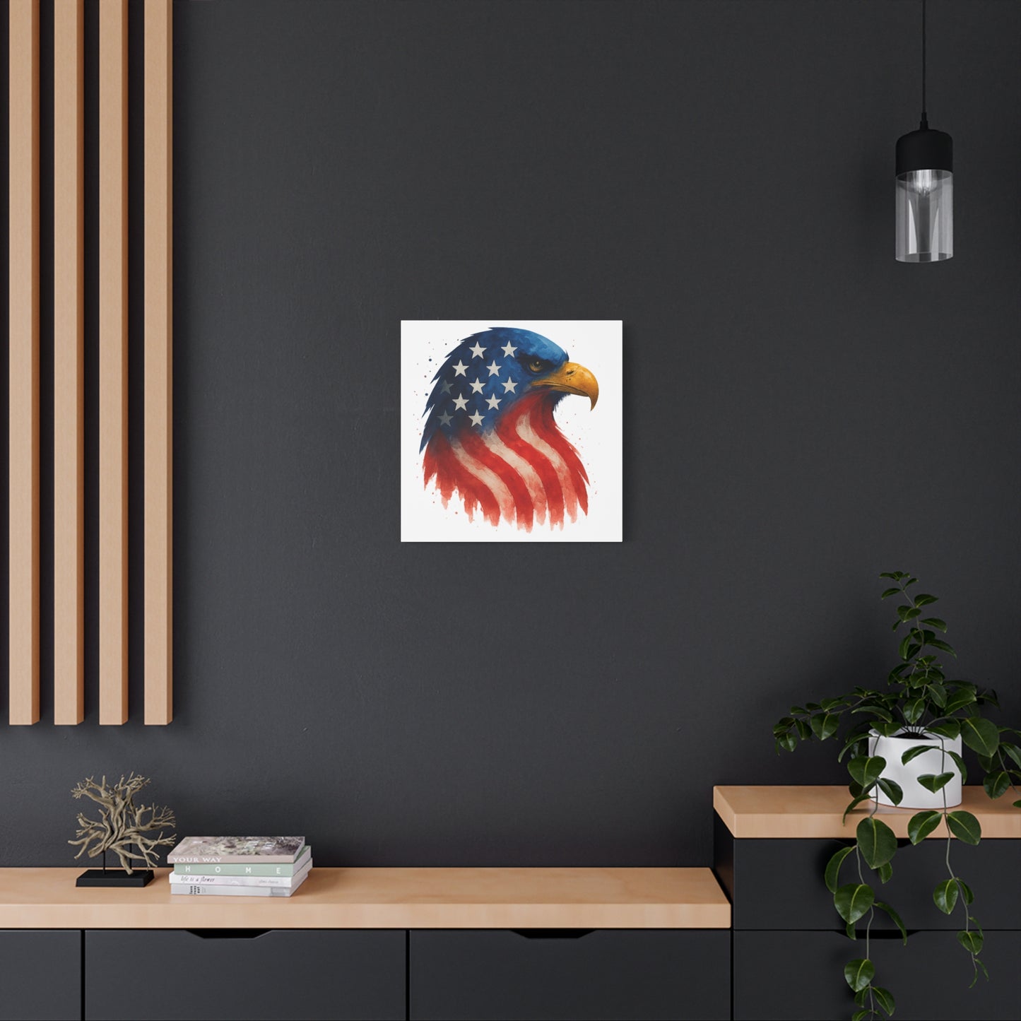 Patriotic Eagle Canvas Wall Art - American Flag Eagle Print - 4th of July Decor, USA Home and Office Gift - Ready to Hang Canvas Art