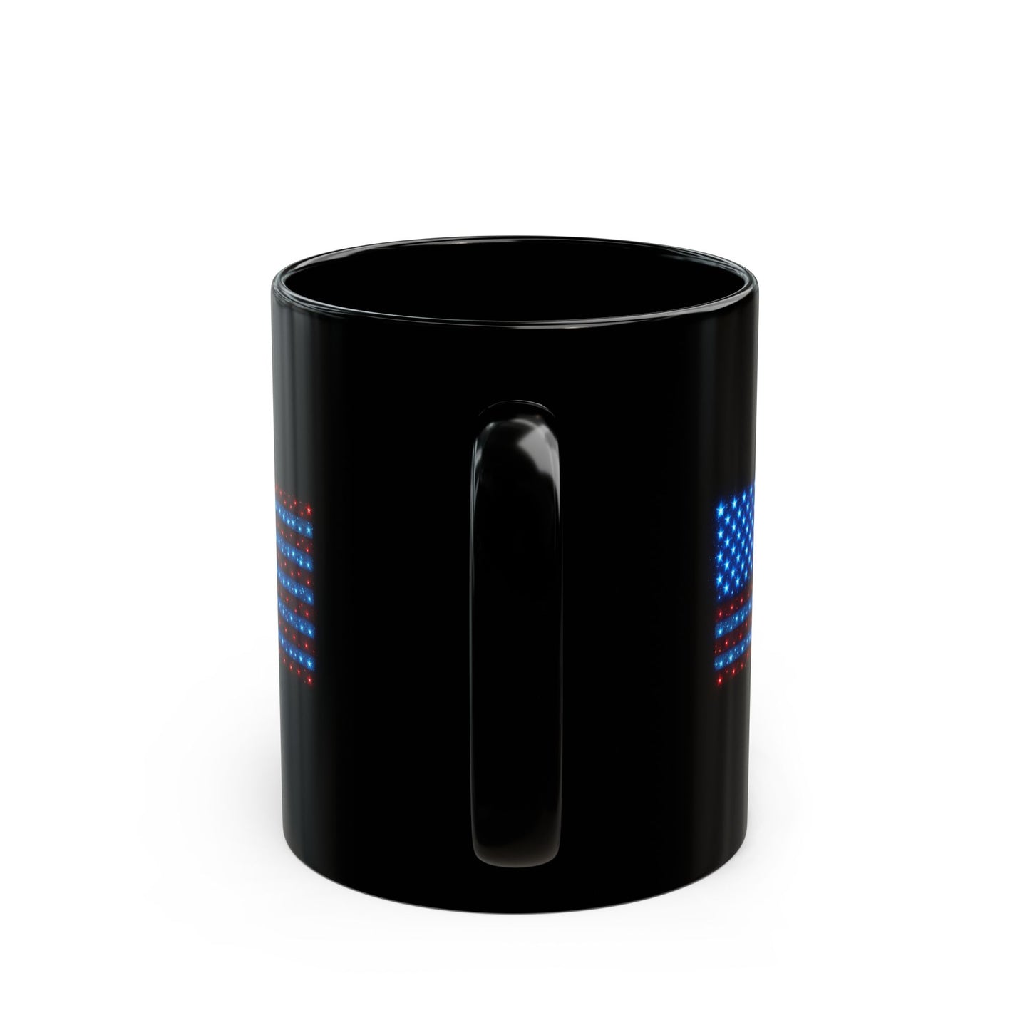 American Flag Coffee Mug – Black Ceramic USA Patriotic Cup, Red White Blue Stars & Stripes Design | 11oz 15oz Gift for Veterans, 4th of July