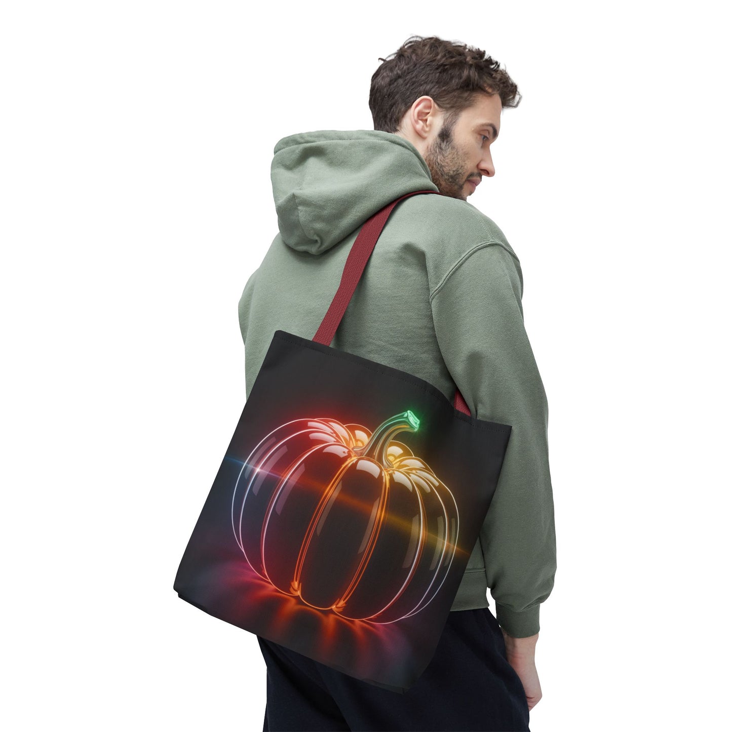 Neon Pumpkin Tote Bag, Glowing Halloween Bag, Modern Fall Tote, Pumpkin Aesthetic Accessory, Trick Or Treat Bag, Spooky Season Gift