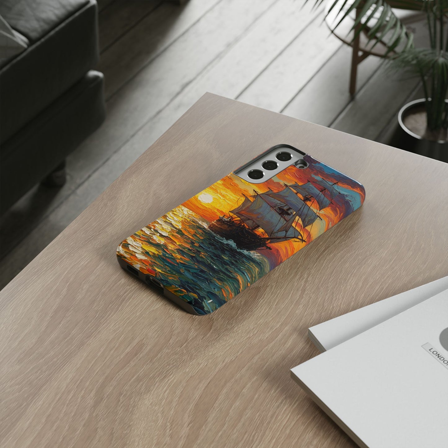 Samsung Galaxy Case - Ship Sailing at Sunset Design
