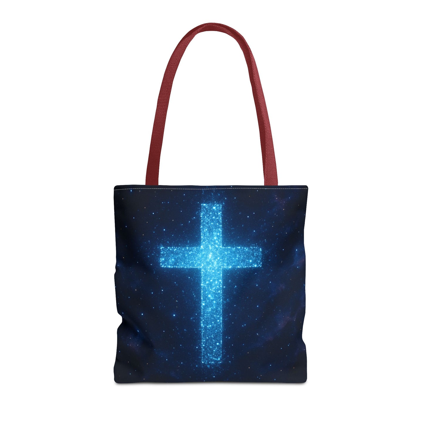 Sparkling Cross Tote Bag - Inspirational Blue Cosmic Bag Christian Tote Spiritual Bag Inspirational Tote Bag