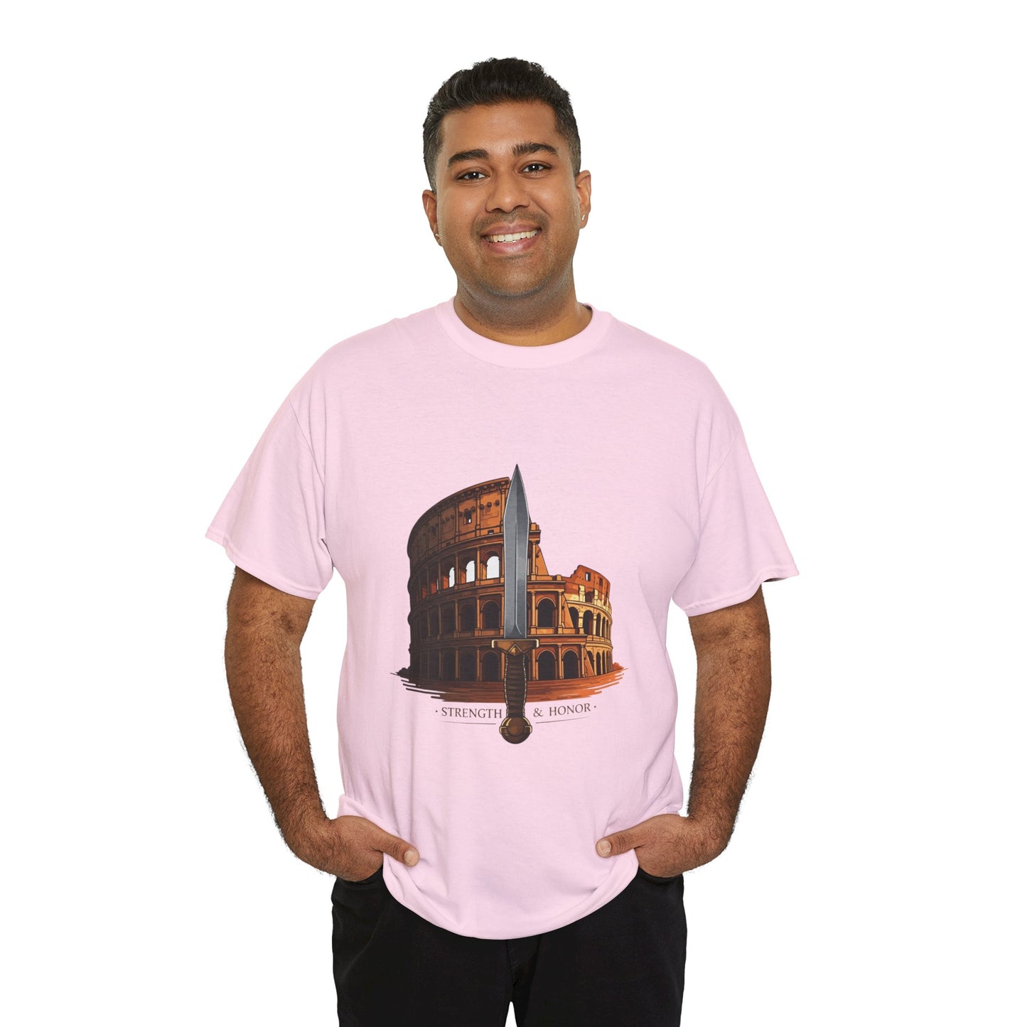 Strength & Honor Gladiator Shirt – Roman Colosseum Sword Graphic Tee – Ancient Rome History T-Shirt for Gladiator & Travel Fans