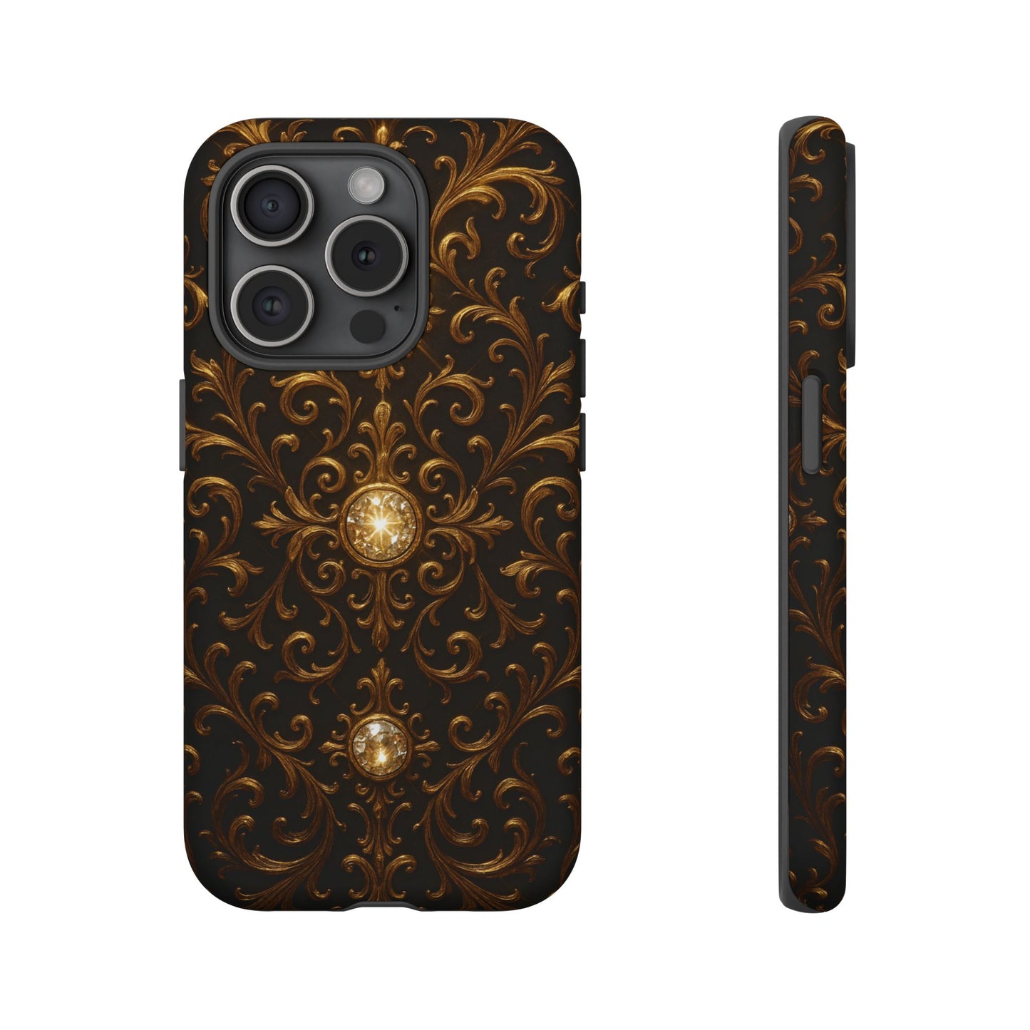 Baroque iPhone Case β Elegant Gold Floral Scroll Design for iPhone 16, 15, 14, 13, Pro Max & More