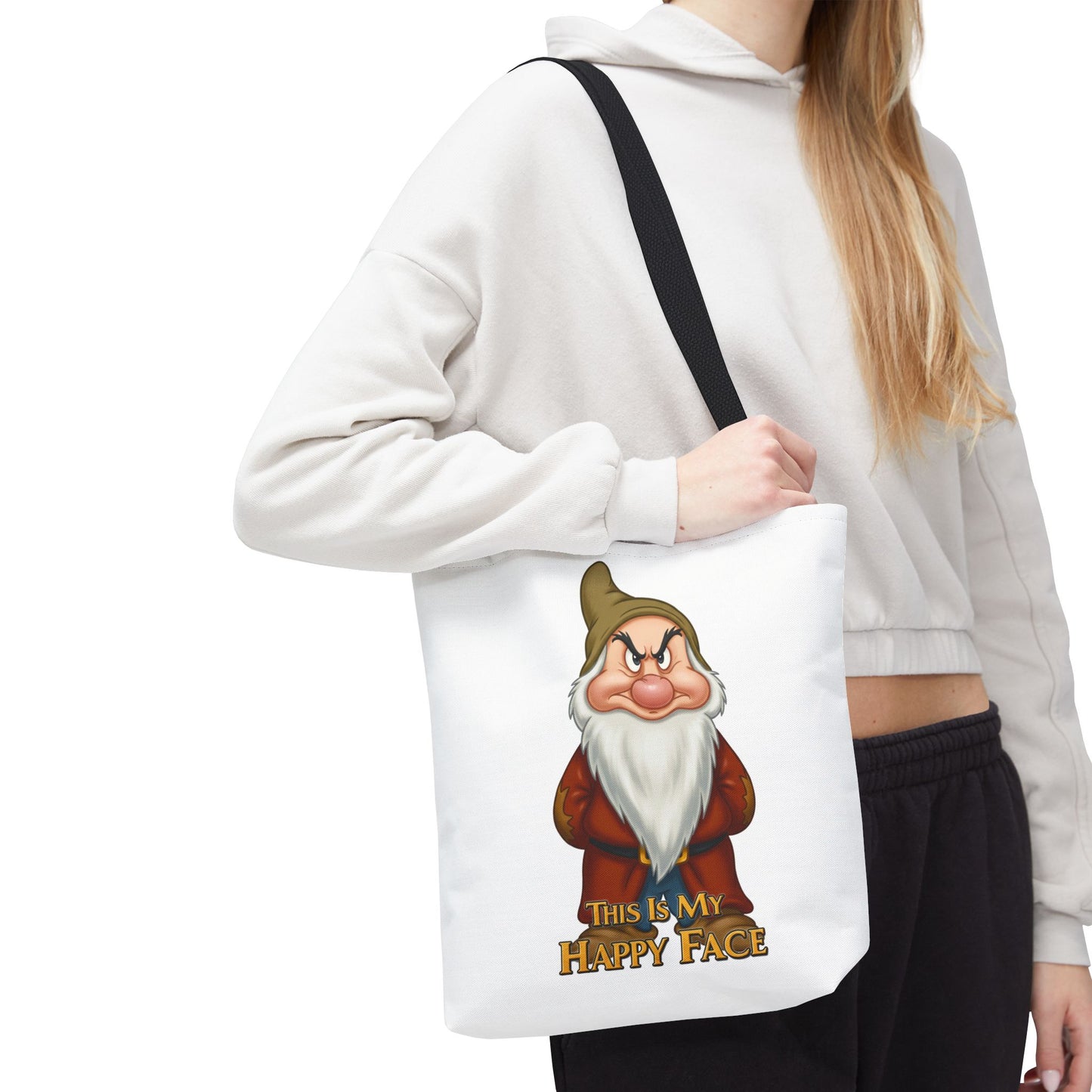 Grumpy Dwarf Tote Bag - "This Is My Happy Face"